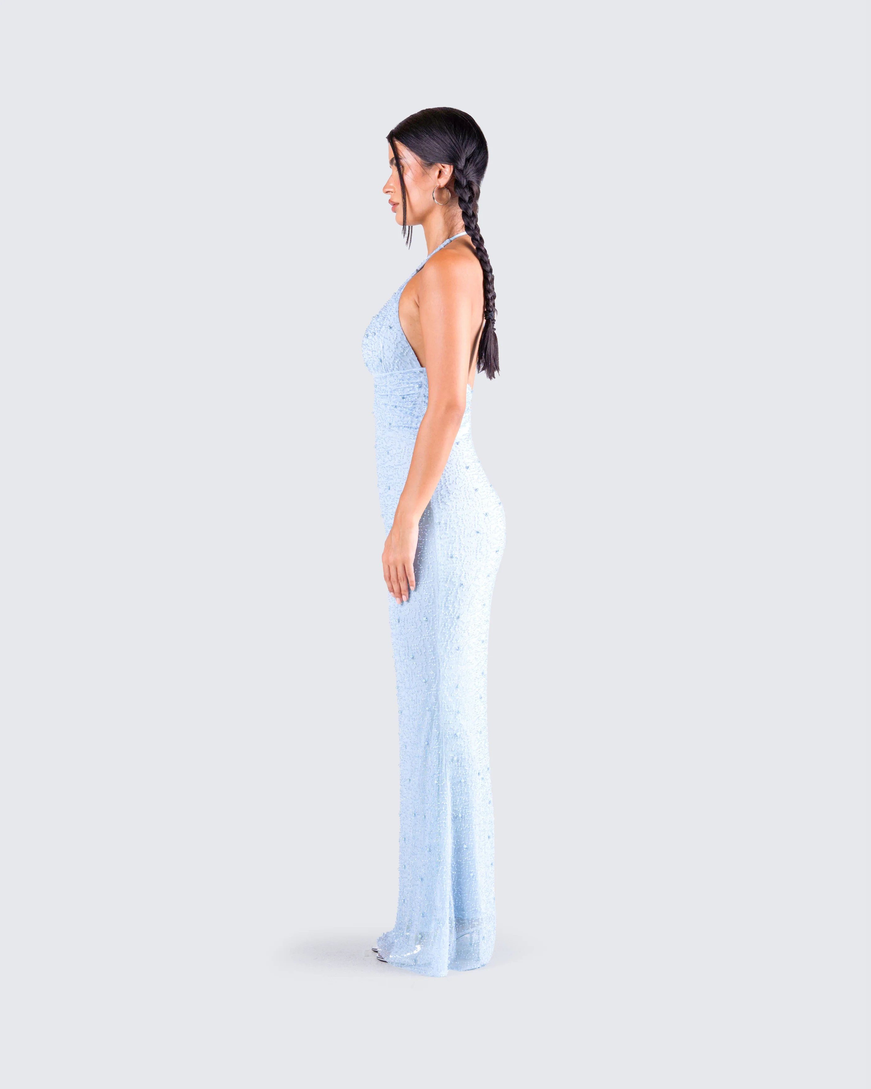 Dana Baby Blue Beaded Maxi Dress - Image 6