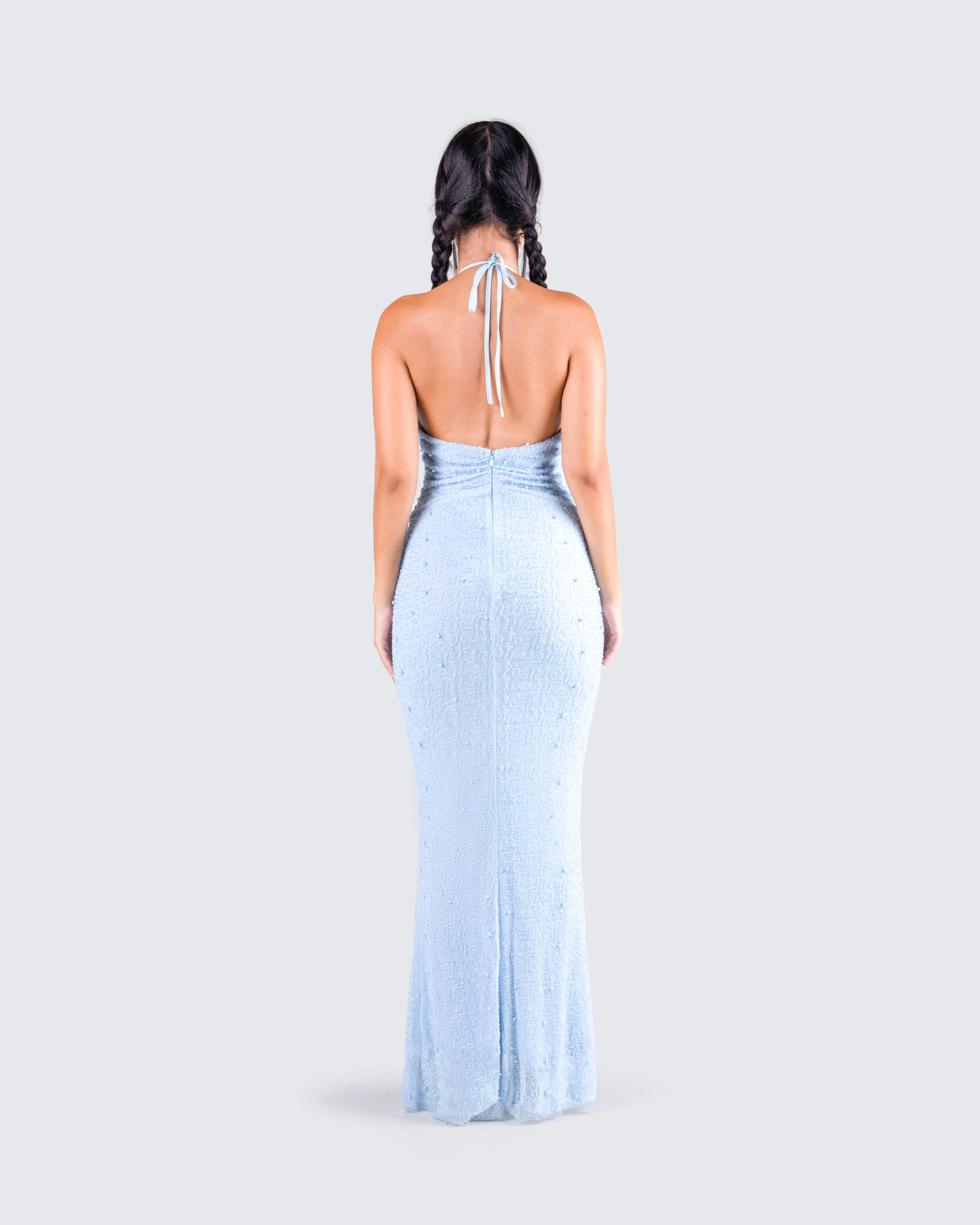 Dana Baby Blue Beaded Maxi Dress - Image 7