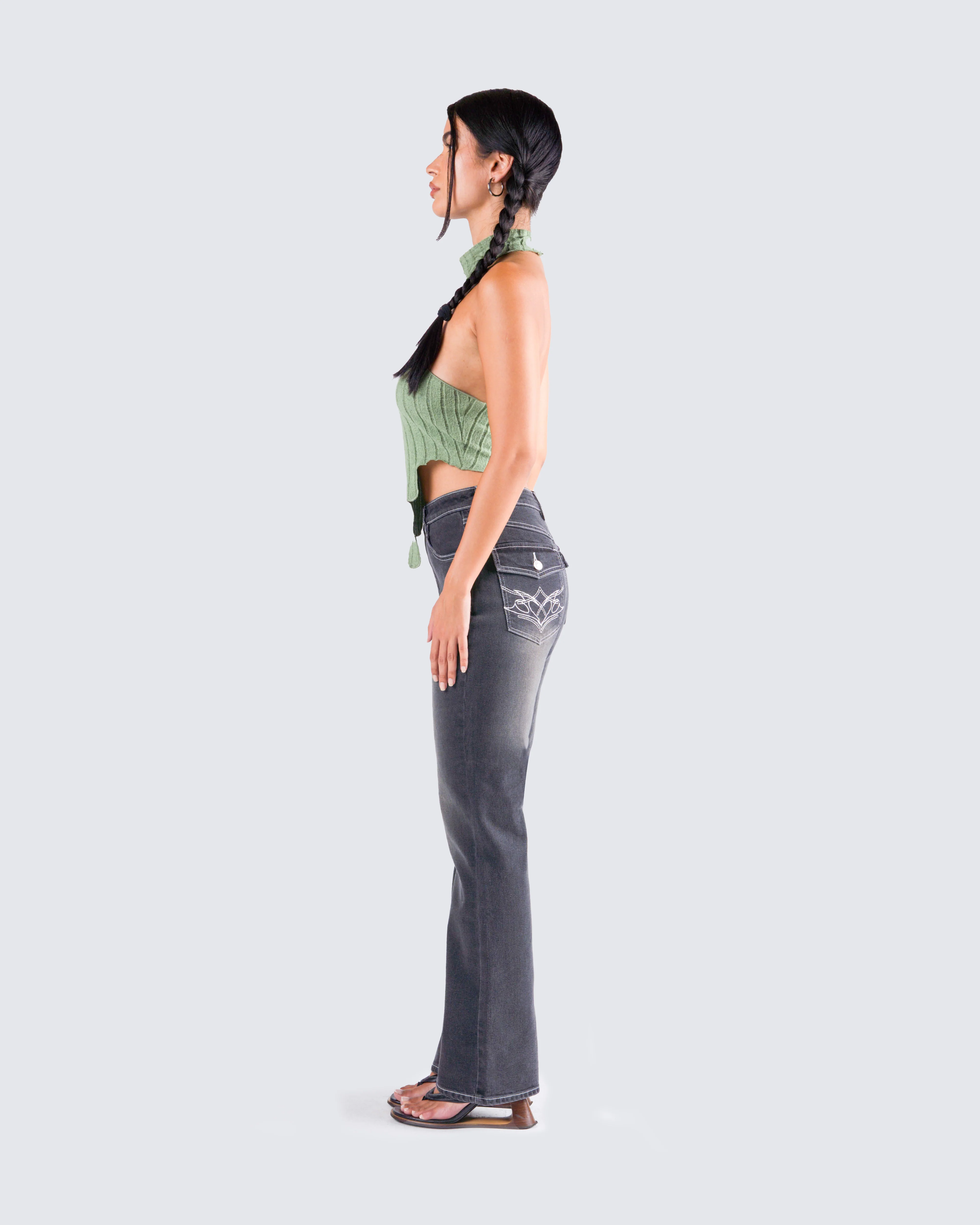 Dara Black Denim Bootcut Jean - Image 6