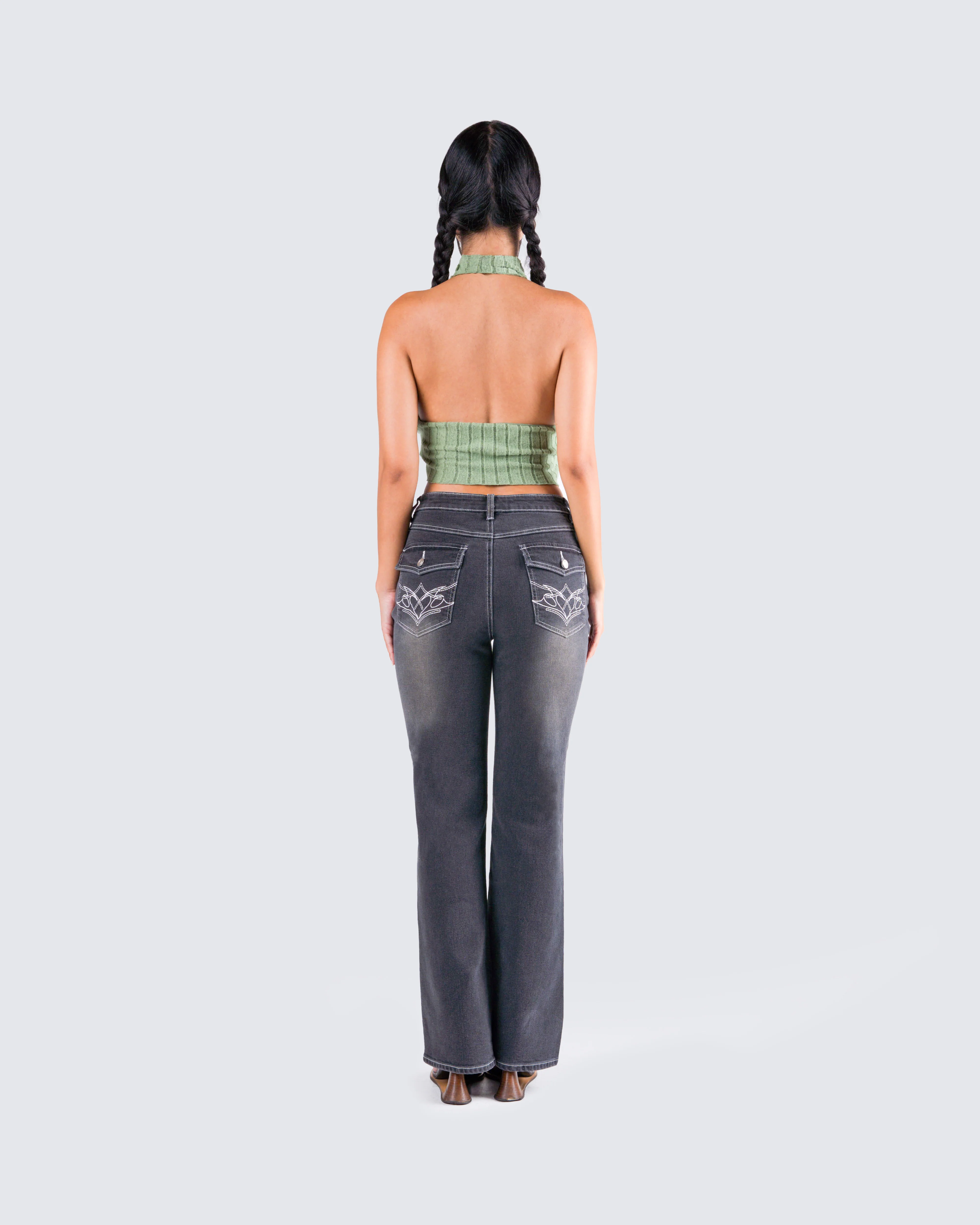 Dara Black Denim Bootcut Jean - Image 7