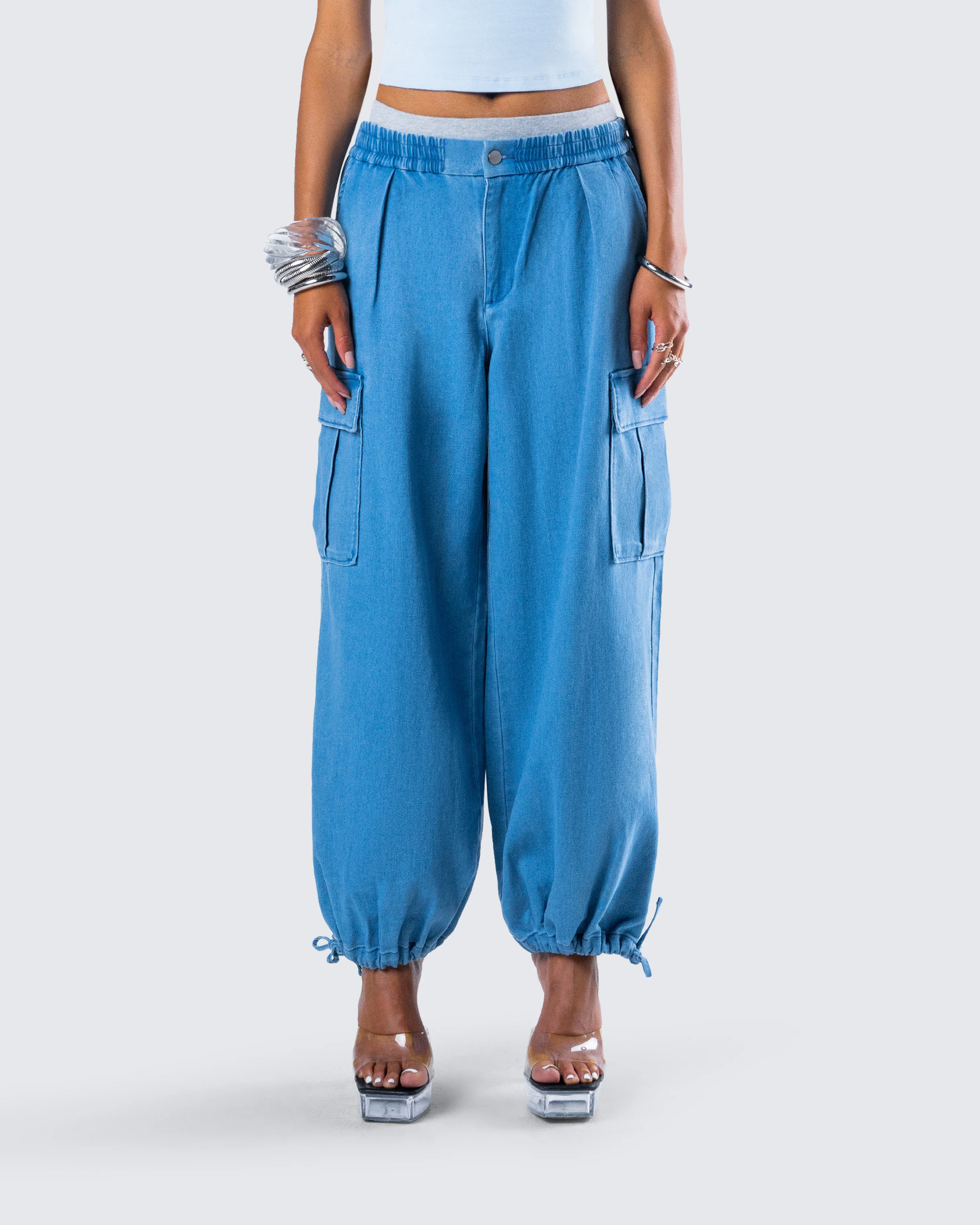 Darby Blue Denim Parachute Pant - Image 4