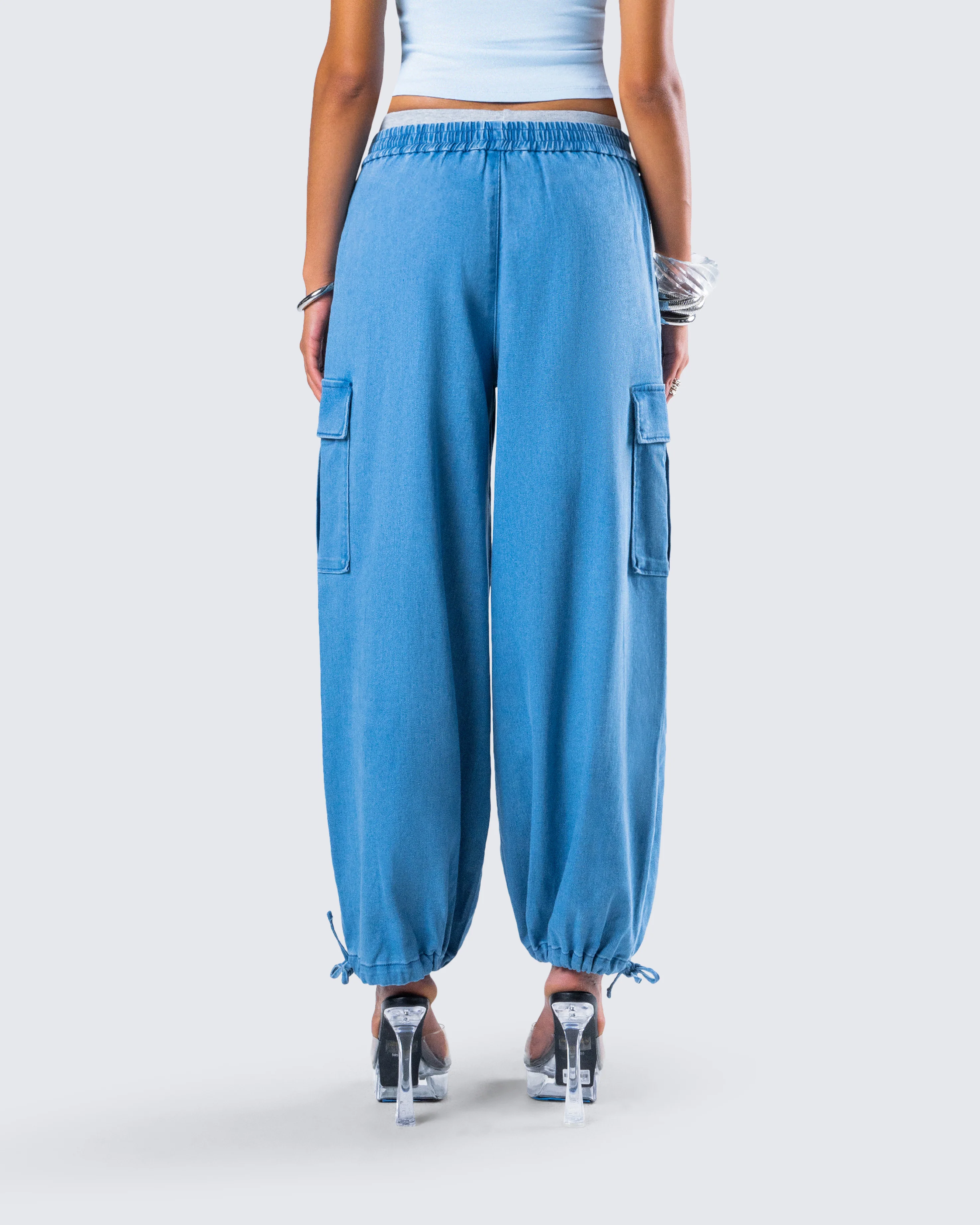 Darby Blue Denim Parachute Pant - Image 7