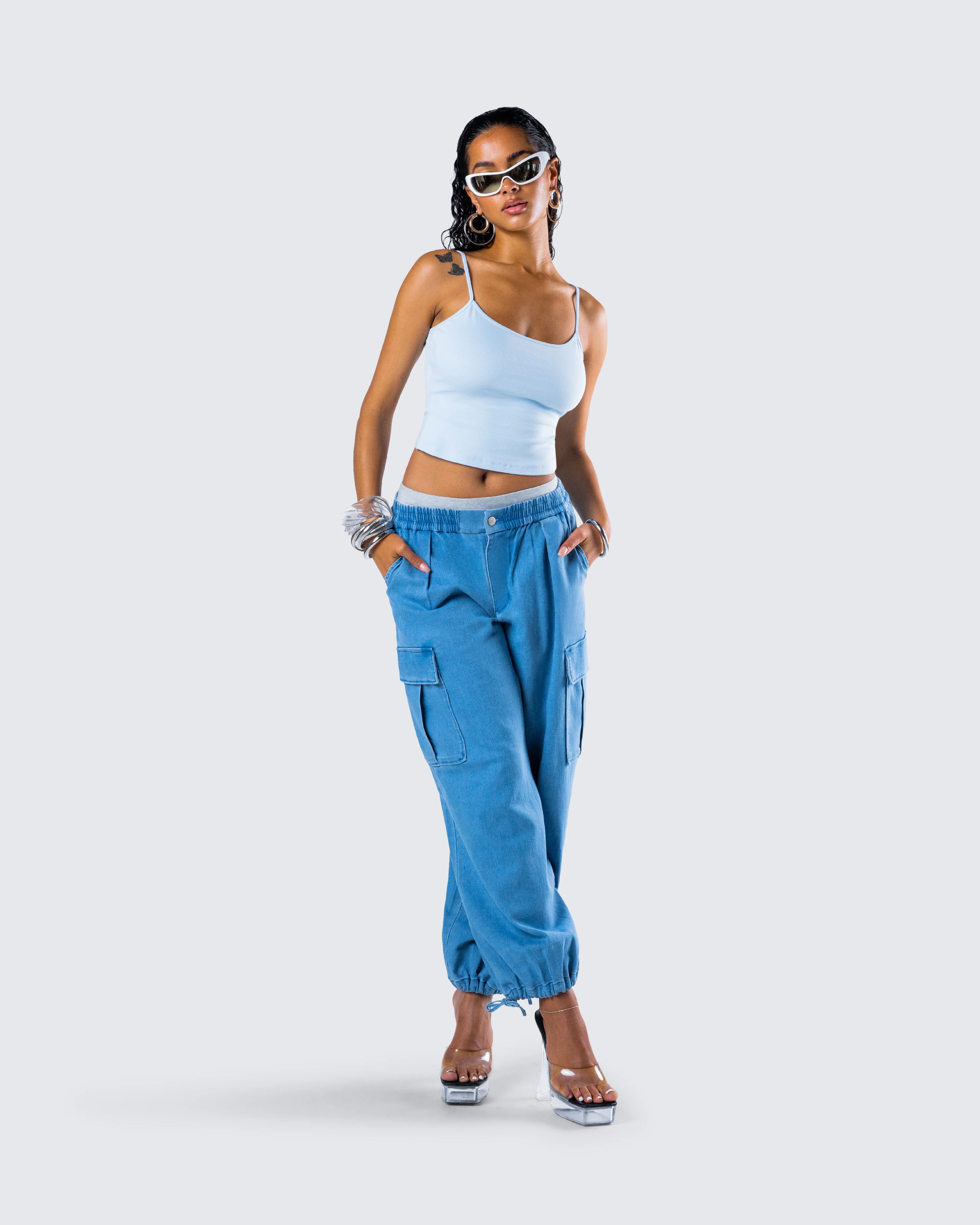 Darby Blue Denim Parachute Pant - Image 9