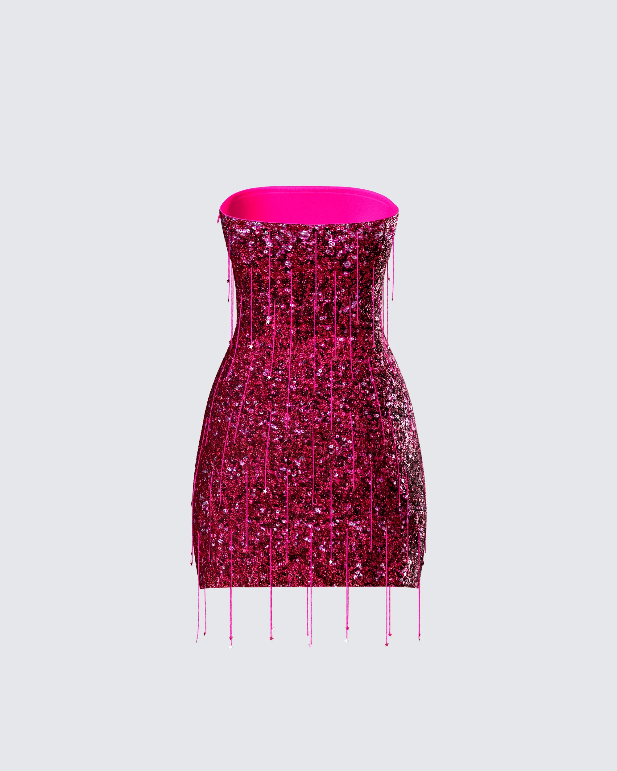 Darcie Pink Hand Beaded Sequin Mini Dress - Image 3