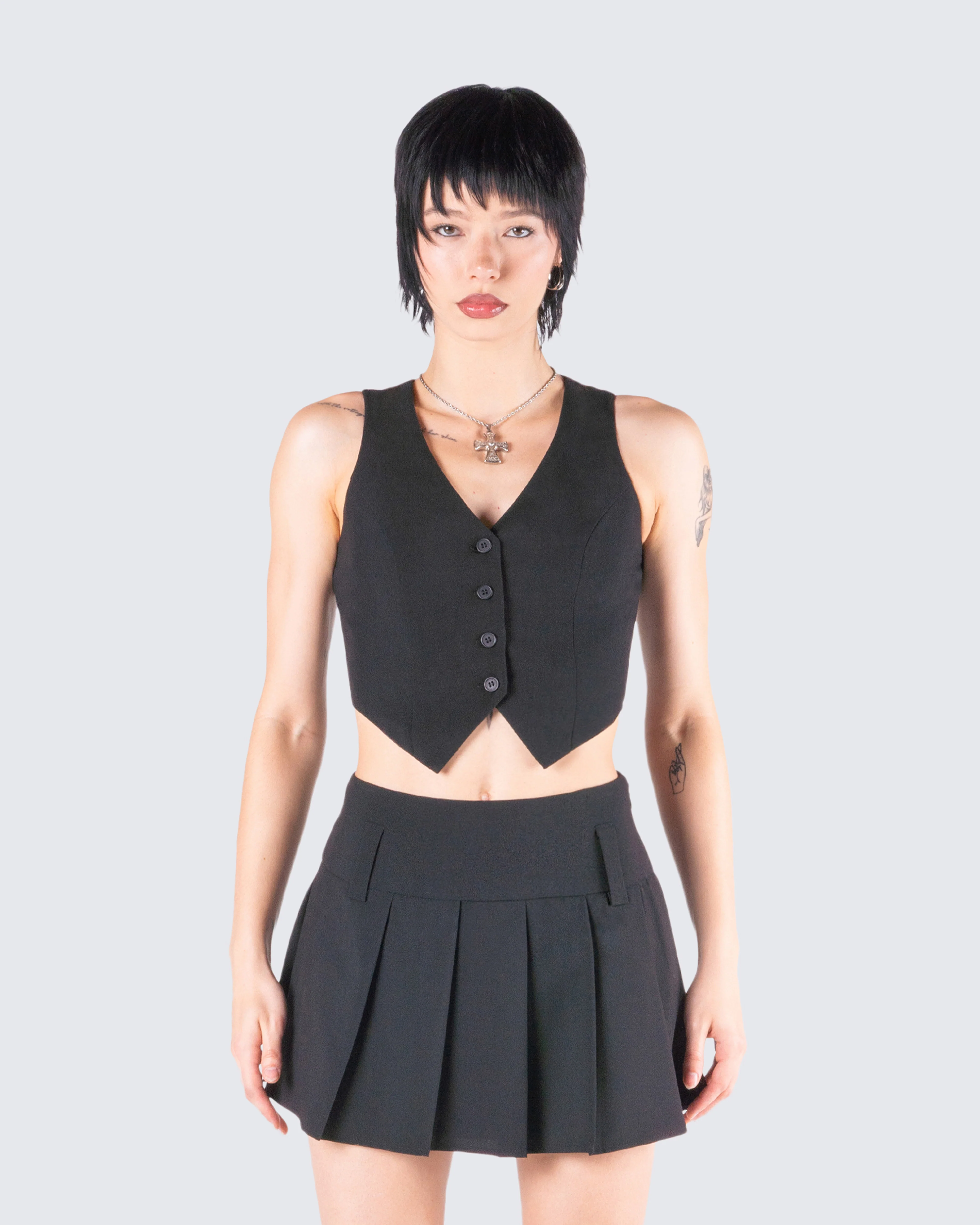 Deb Black Suiting Crop Vest Top - Image 4