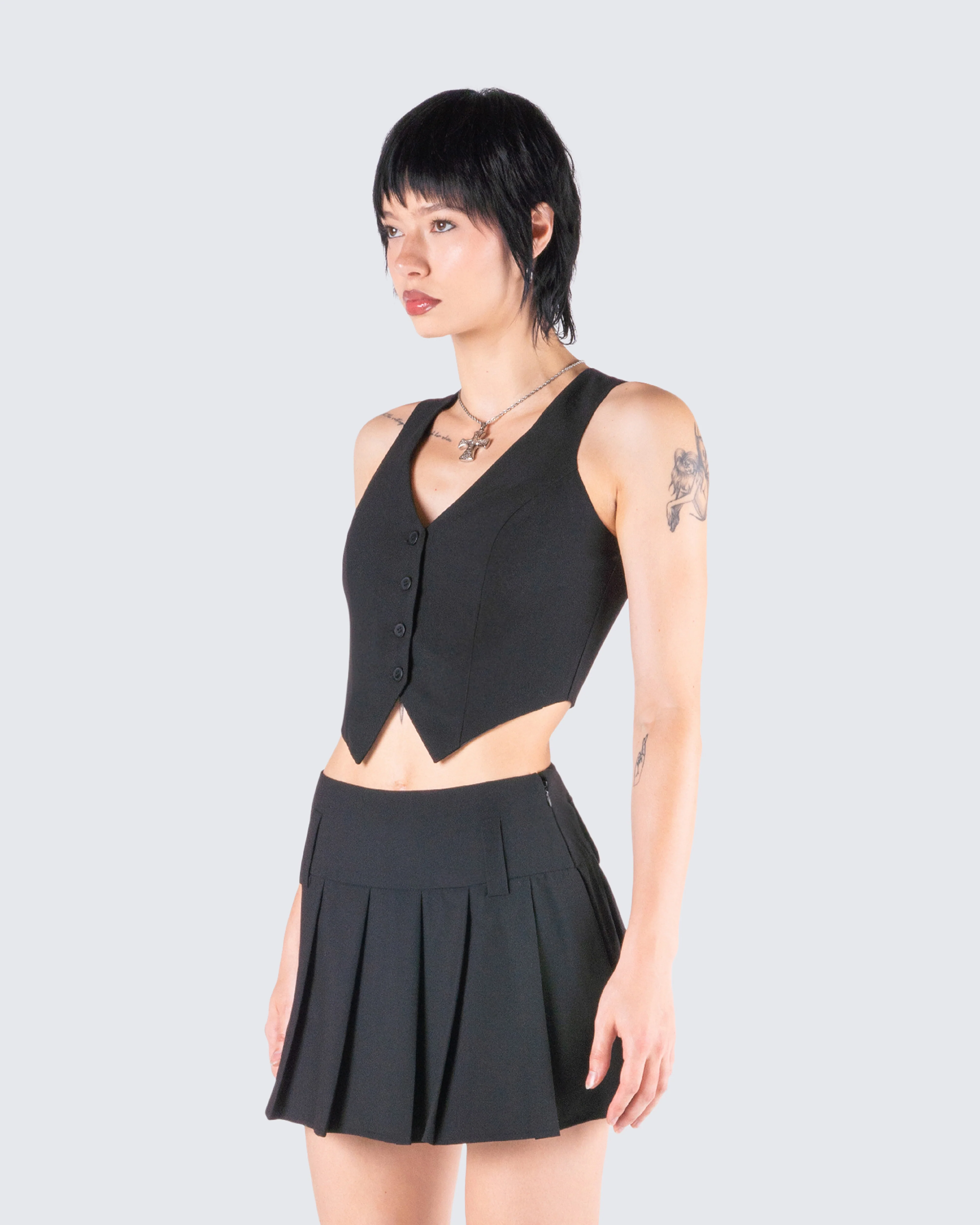 Deb Black Suiting Crop Vest Top - Image 5