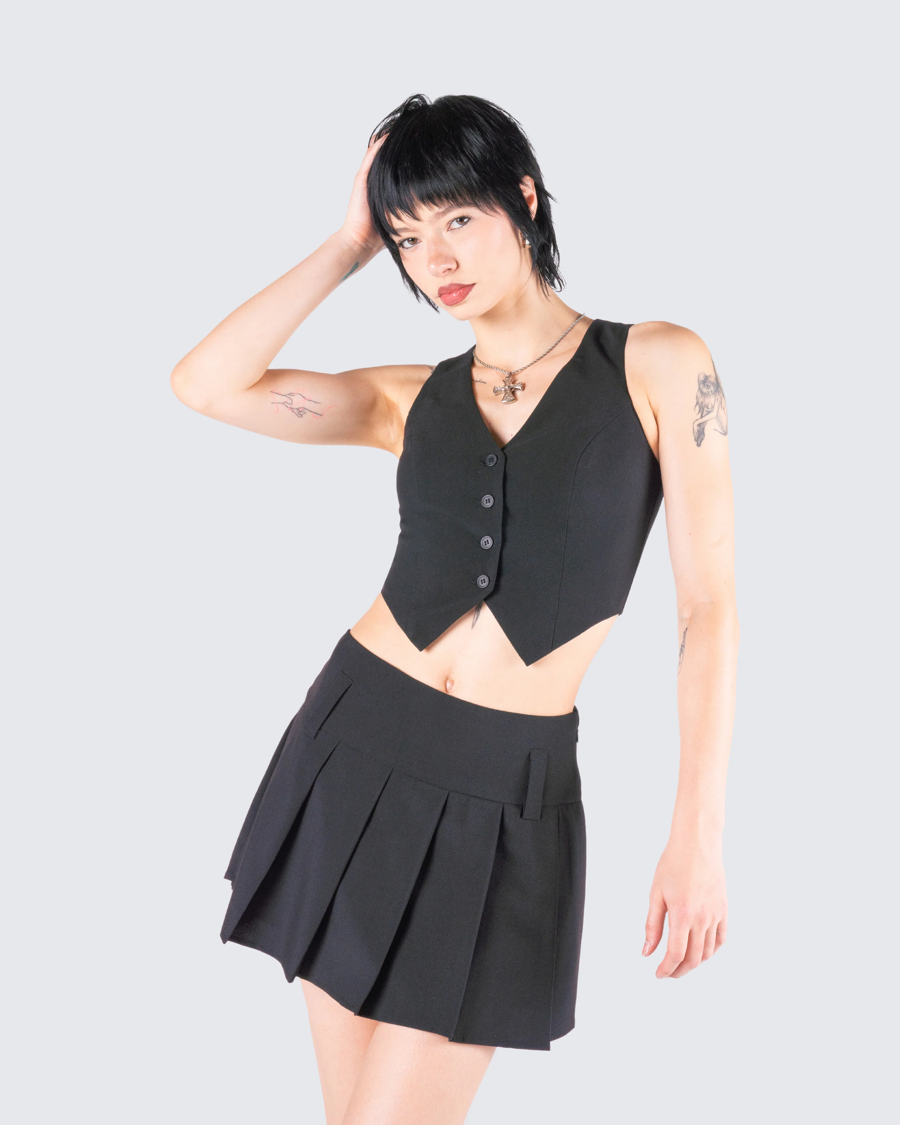 Deb Black Suiting Crop Vest Top - Image 8