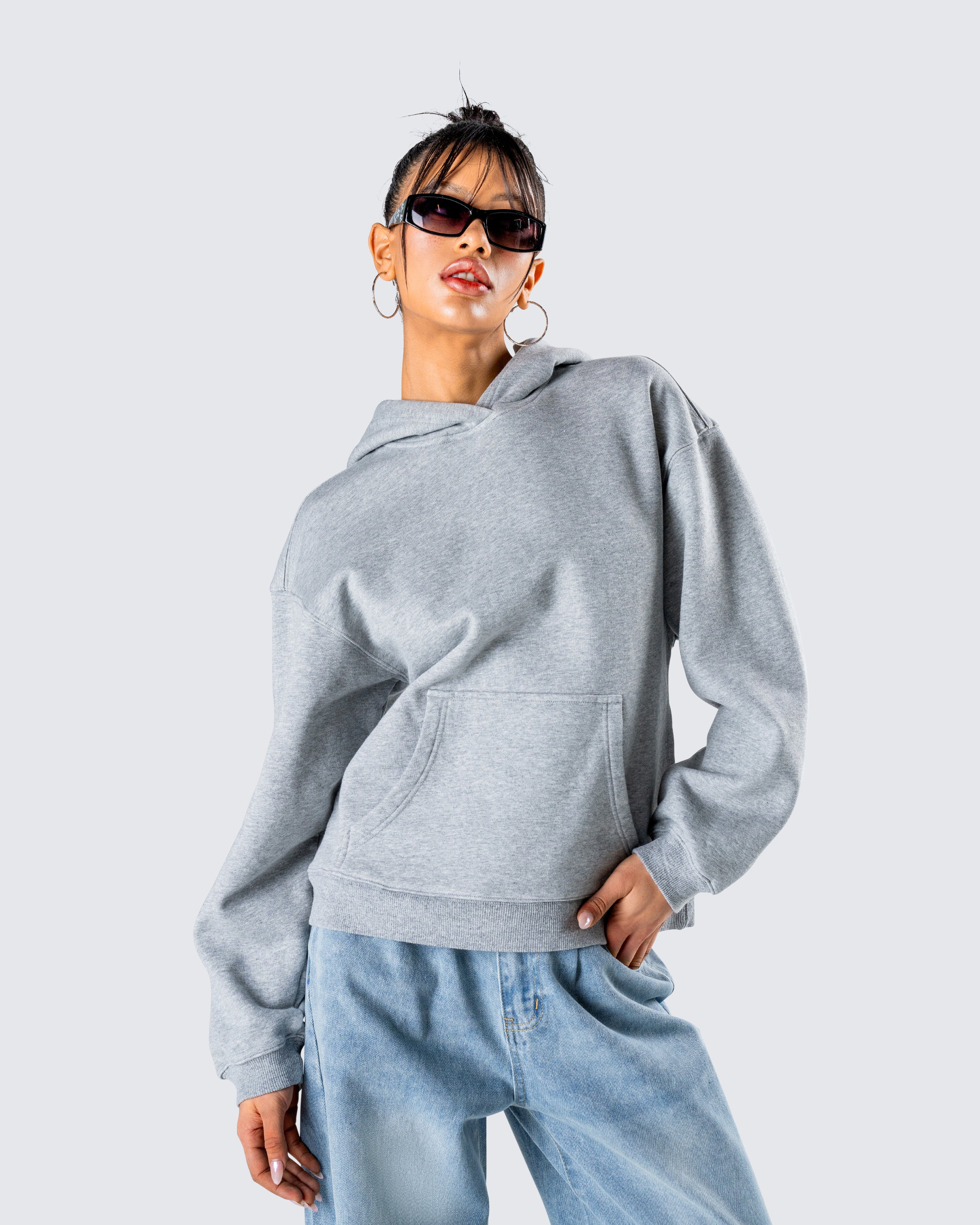 Delanie Grey Heather Fleece Hoodie - Image 8