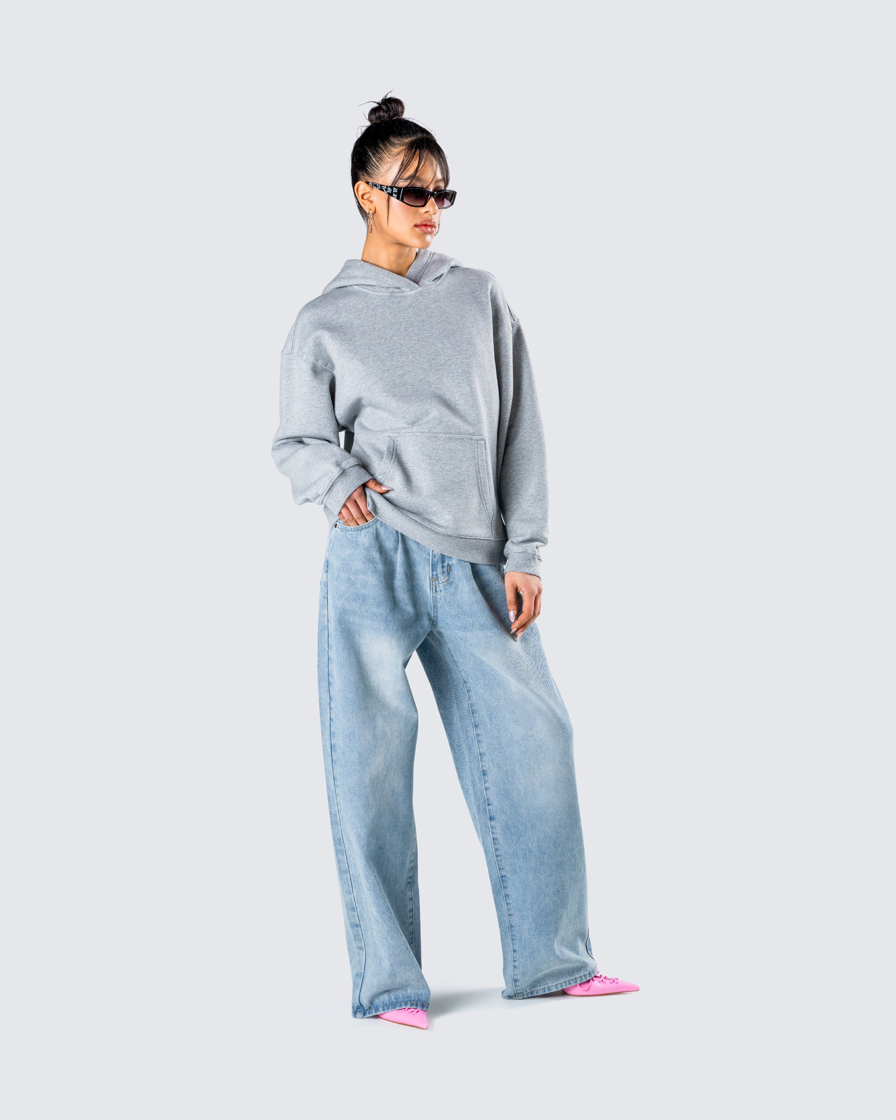 Delanie Grey Heather Fleece Hoodie - Image 9