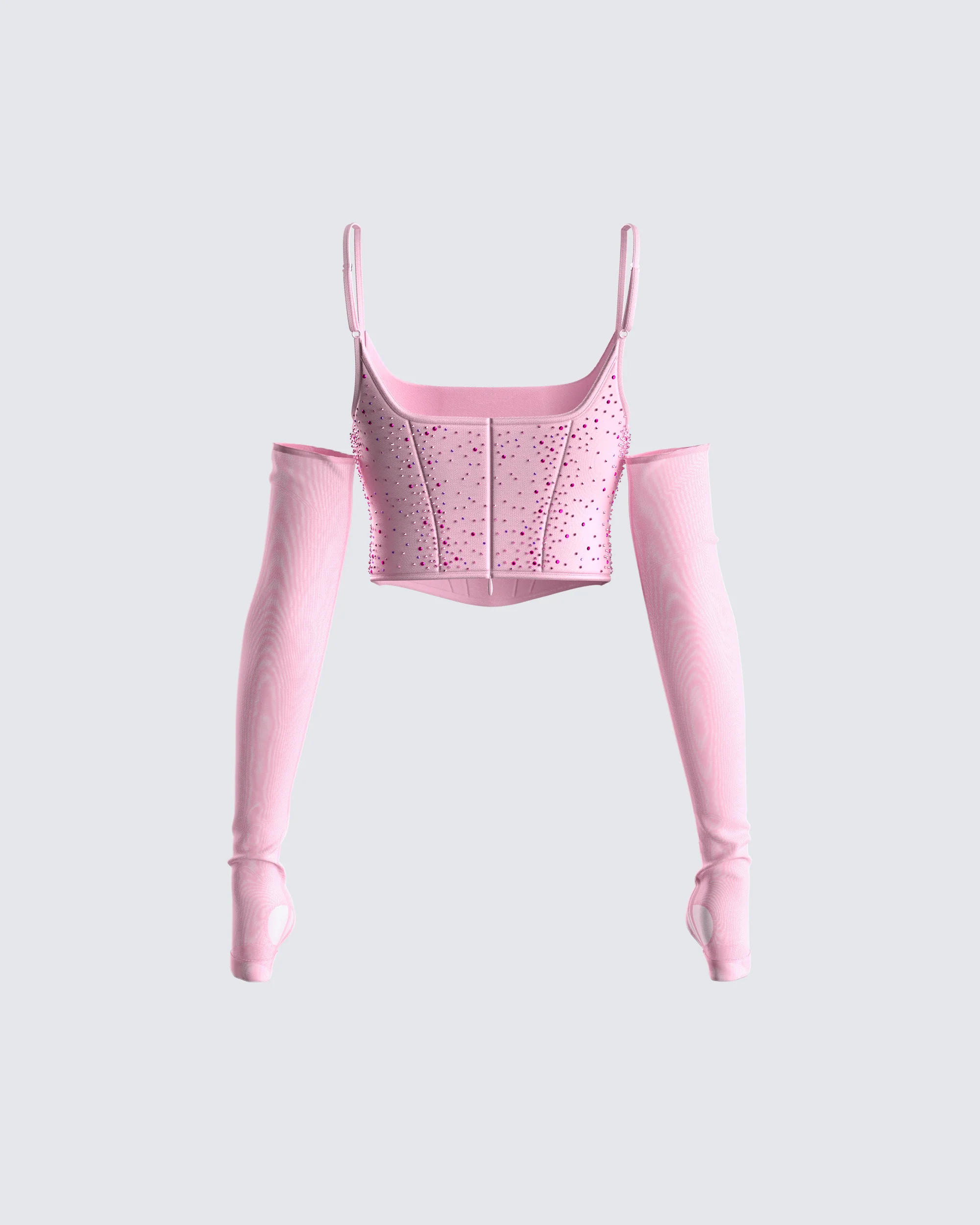 Delisa Pink Rhinestone Corset Top - Image 3