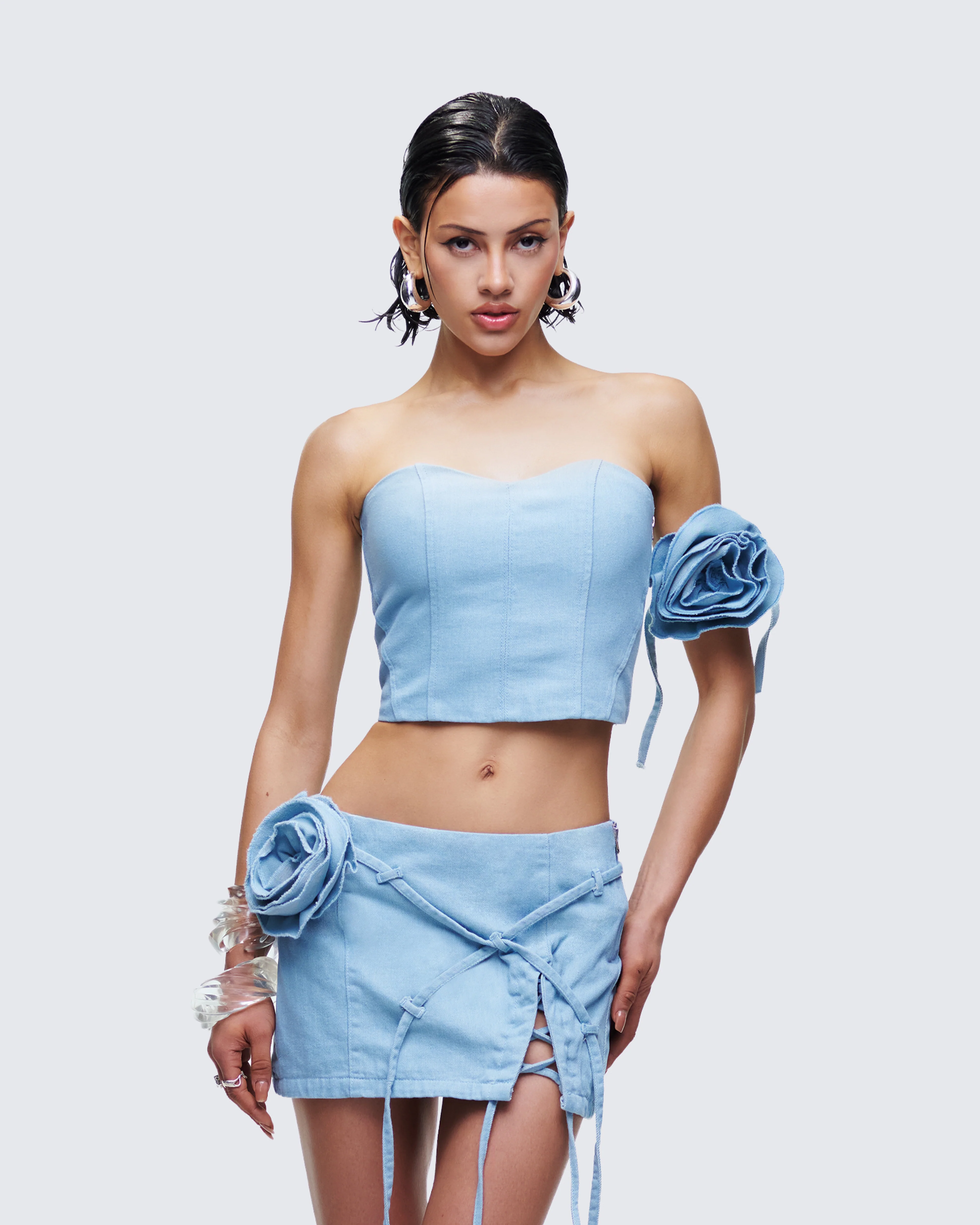 Delores Blue Denim Arm Corsage - Image 3