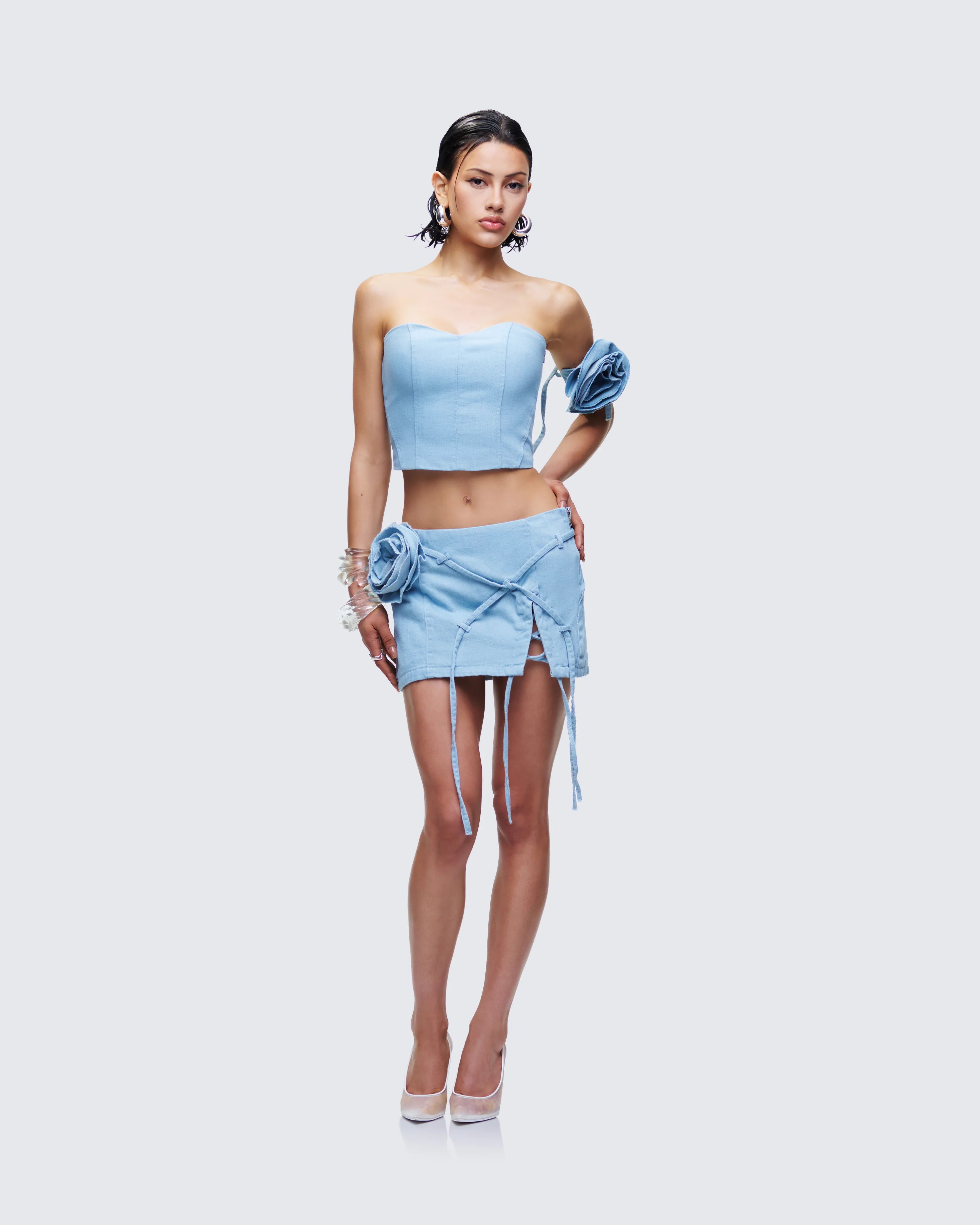 Delores Blue Denim Bustier Top - Image 5