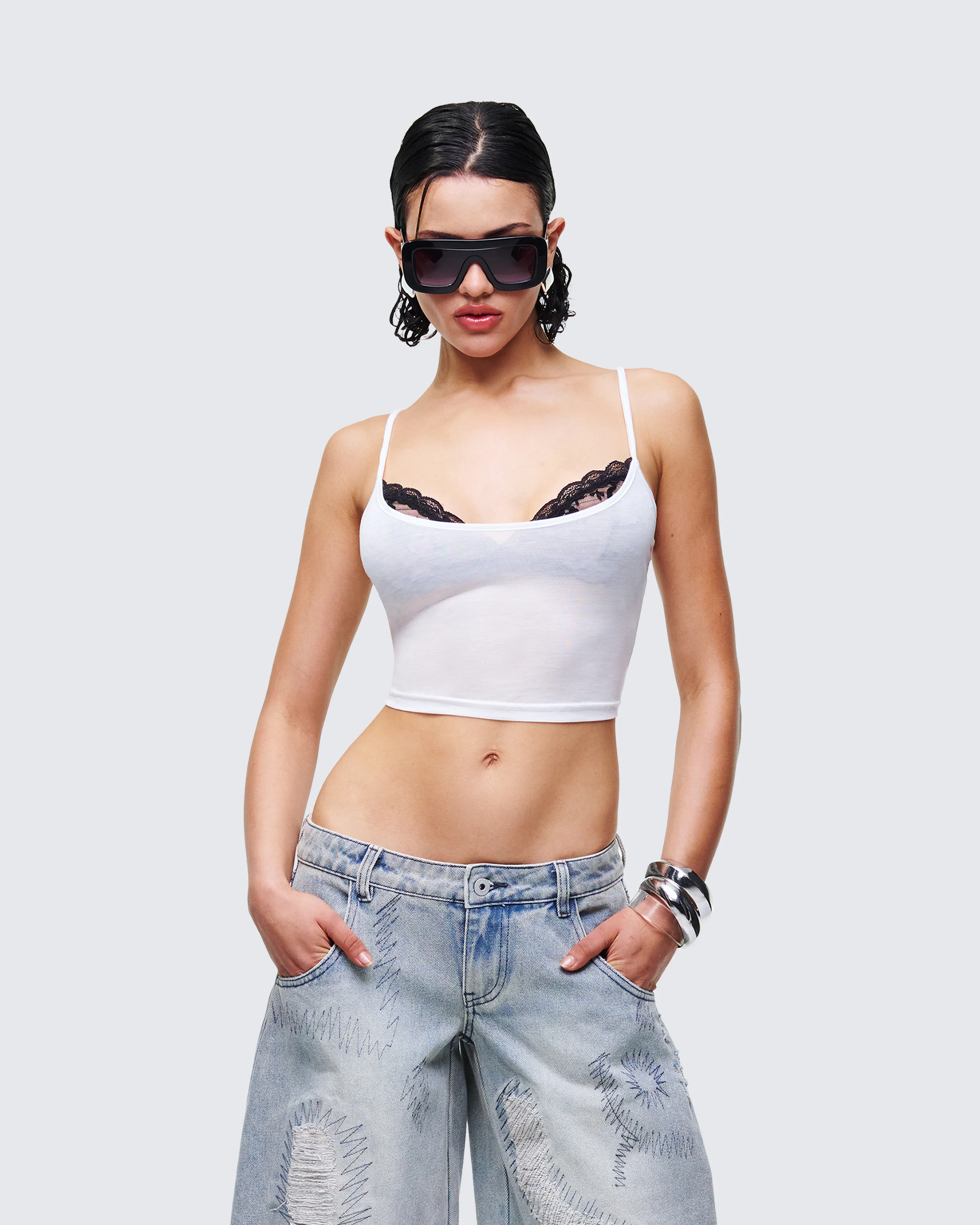 Demito White Lace 2in1 Cami - Image 3