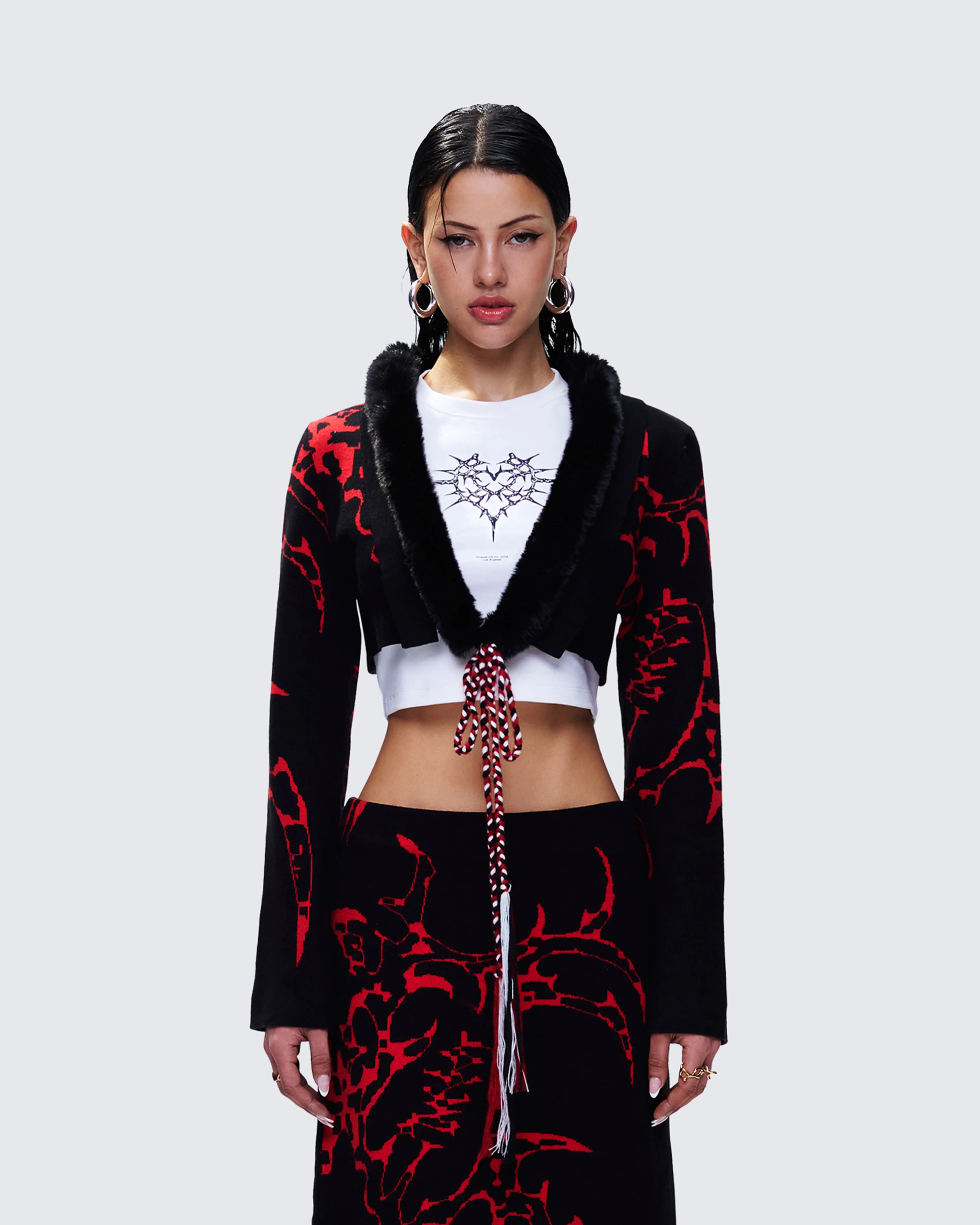 Dena Black Intarsia Knit Shrug - Image 2