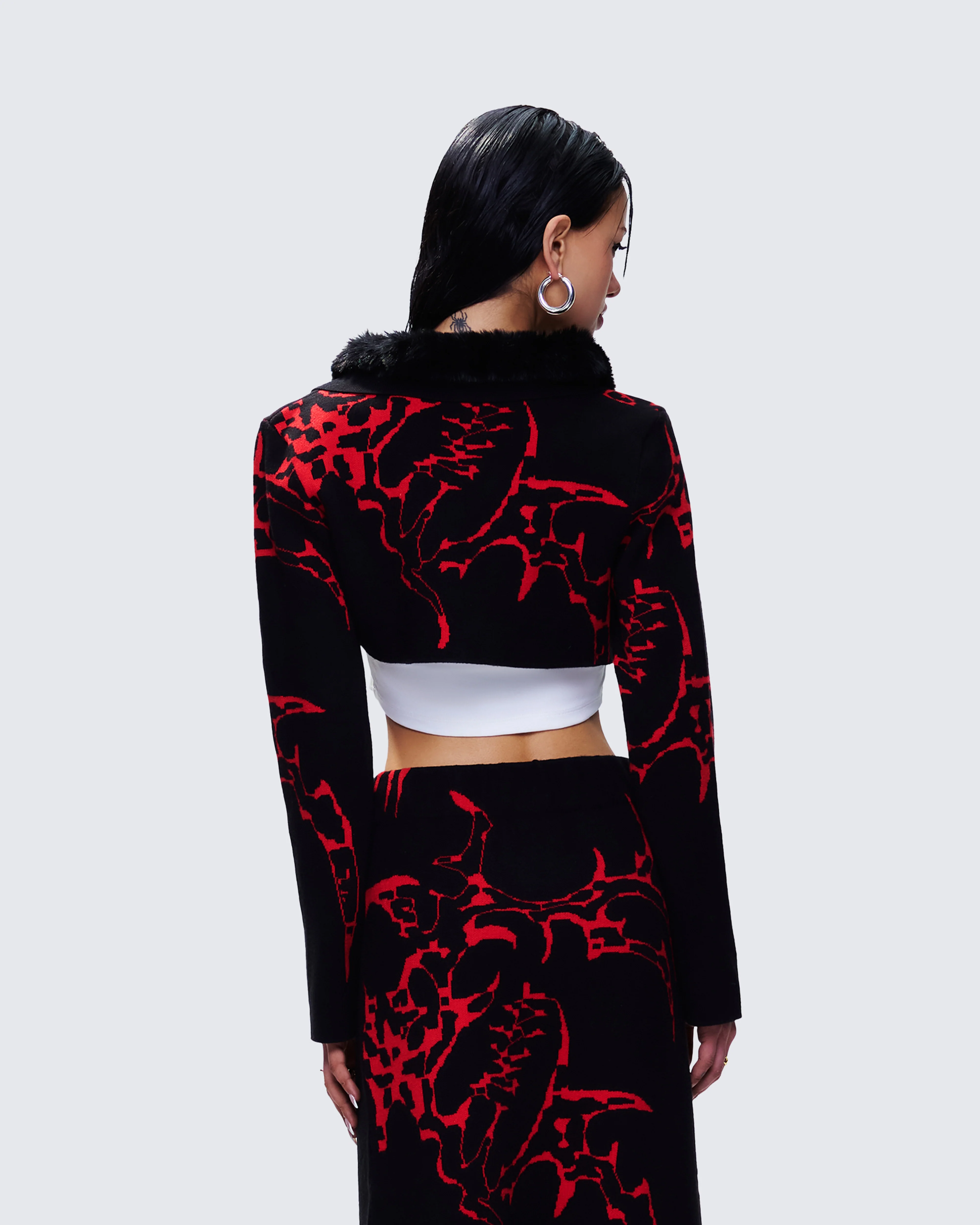 Dena Black Intarsia Knit Shrug - Image 4