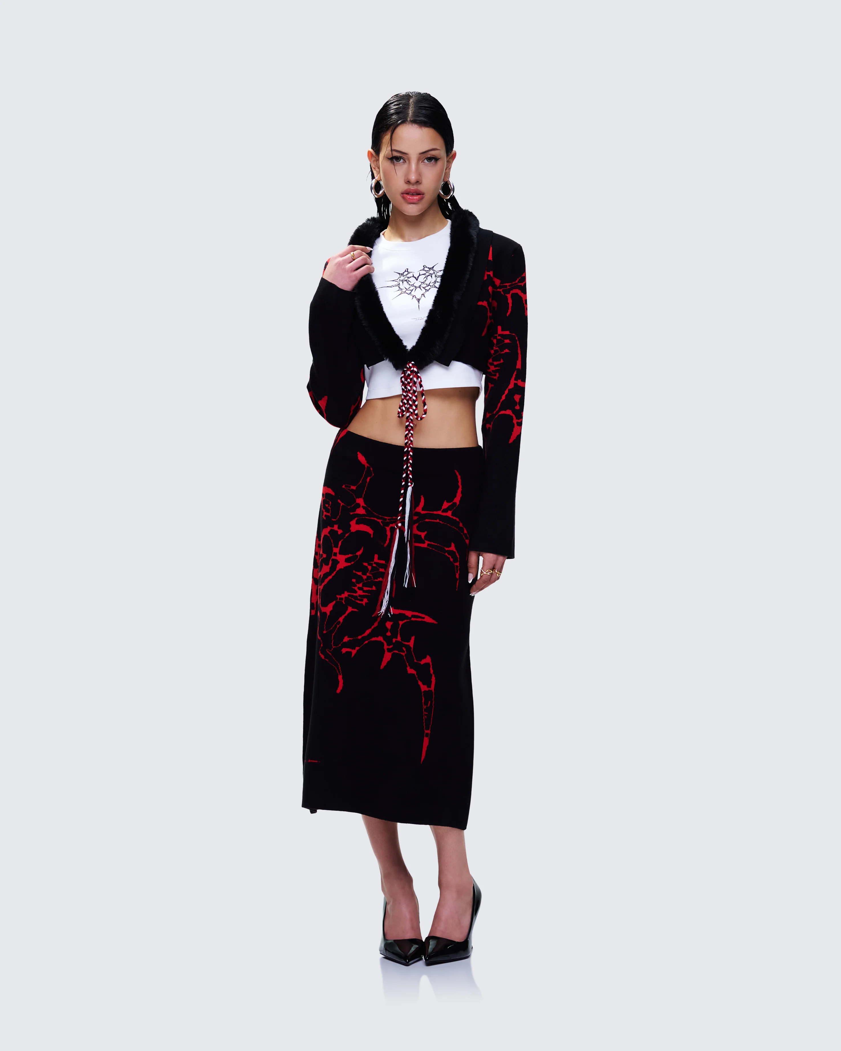 Dena Black Intarsia Knit Shrug - Image 5