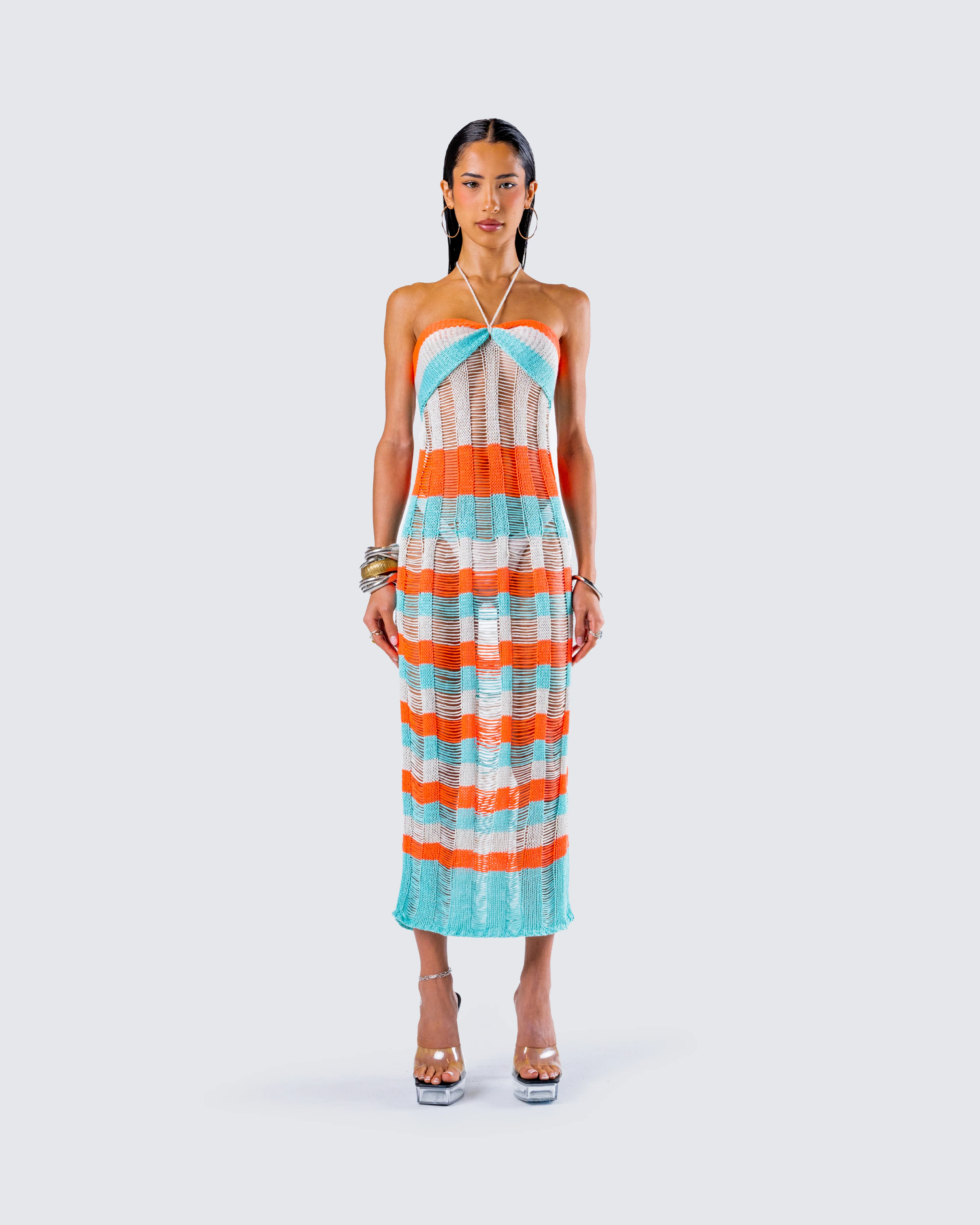 Derica Multi Open Knit Midi Dress - Image 4