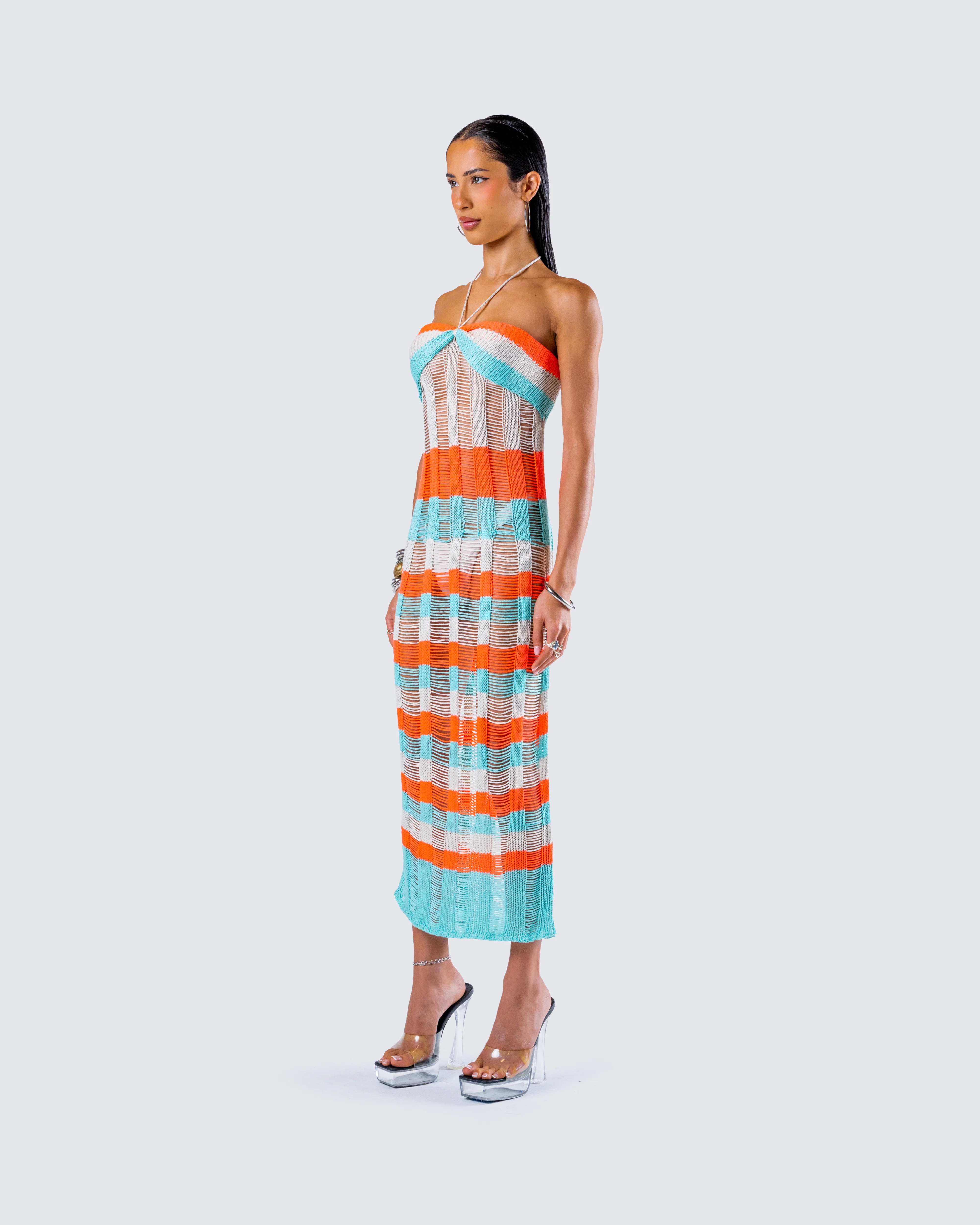 Derica Multi Open Knit Midi Dress - Image 5