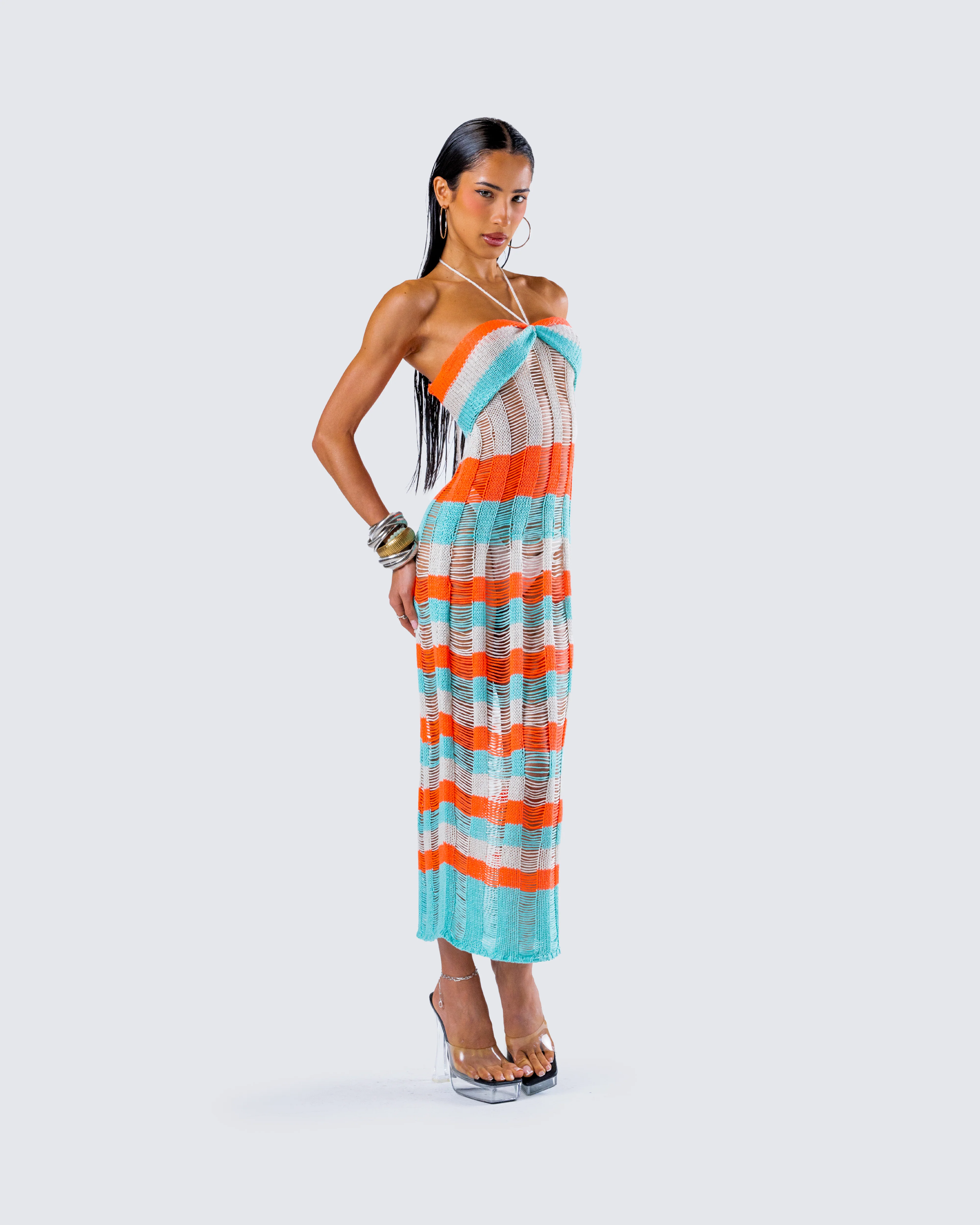 Derica Multi Open Knit Midi Dress - Image 8