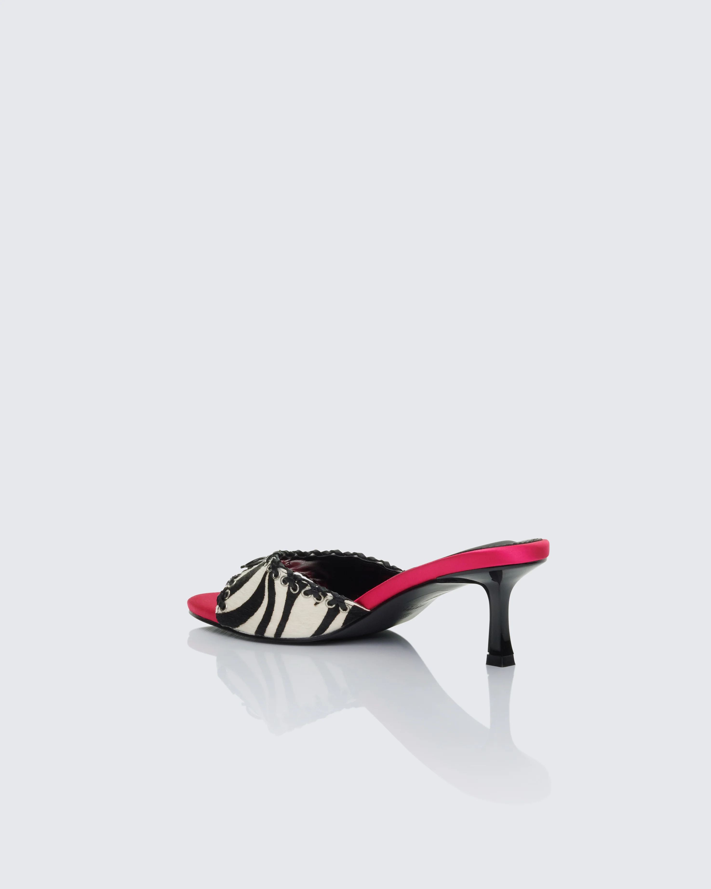 Desiree Zebra Real Leather Pony Kitten Heel - Image 3