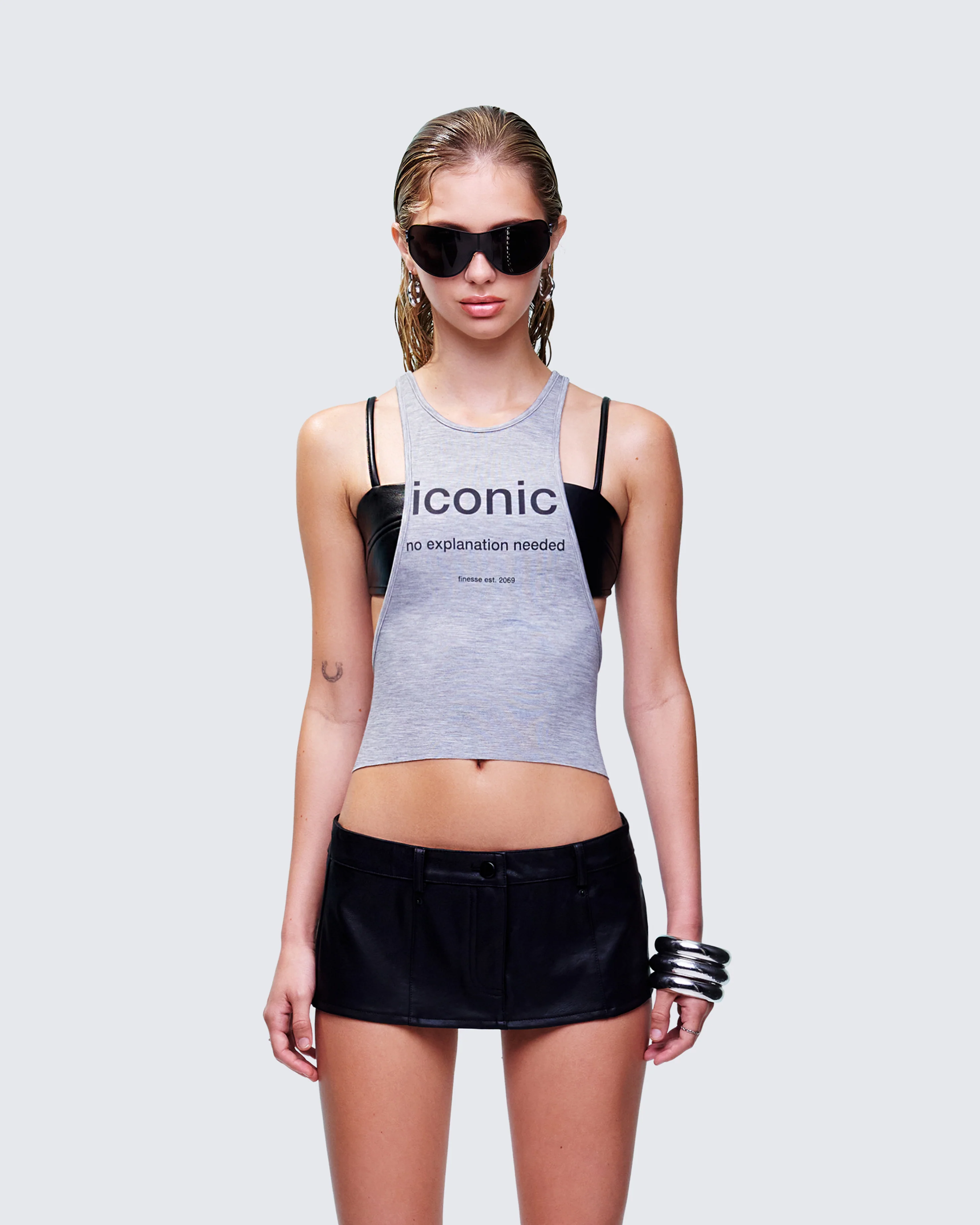 Dido Grey Marl Cutaway Graphic Tank - Image 2