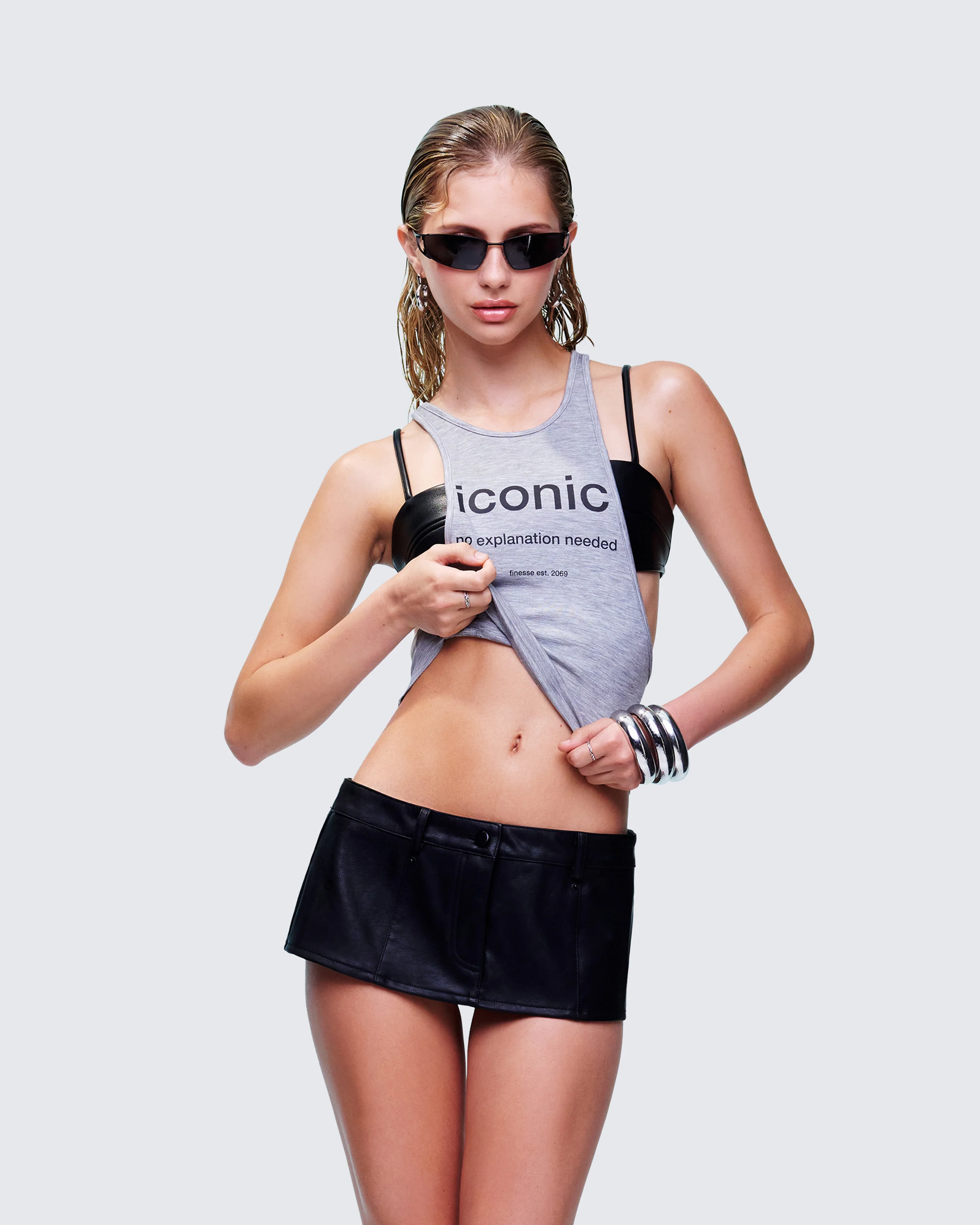 Dido Grey Marl Cutaway Graphic Tank - Image 3