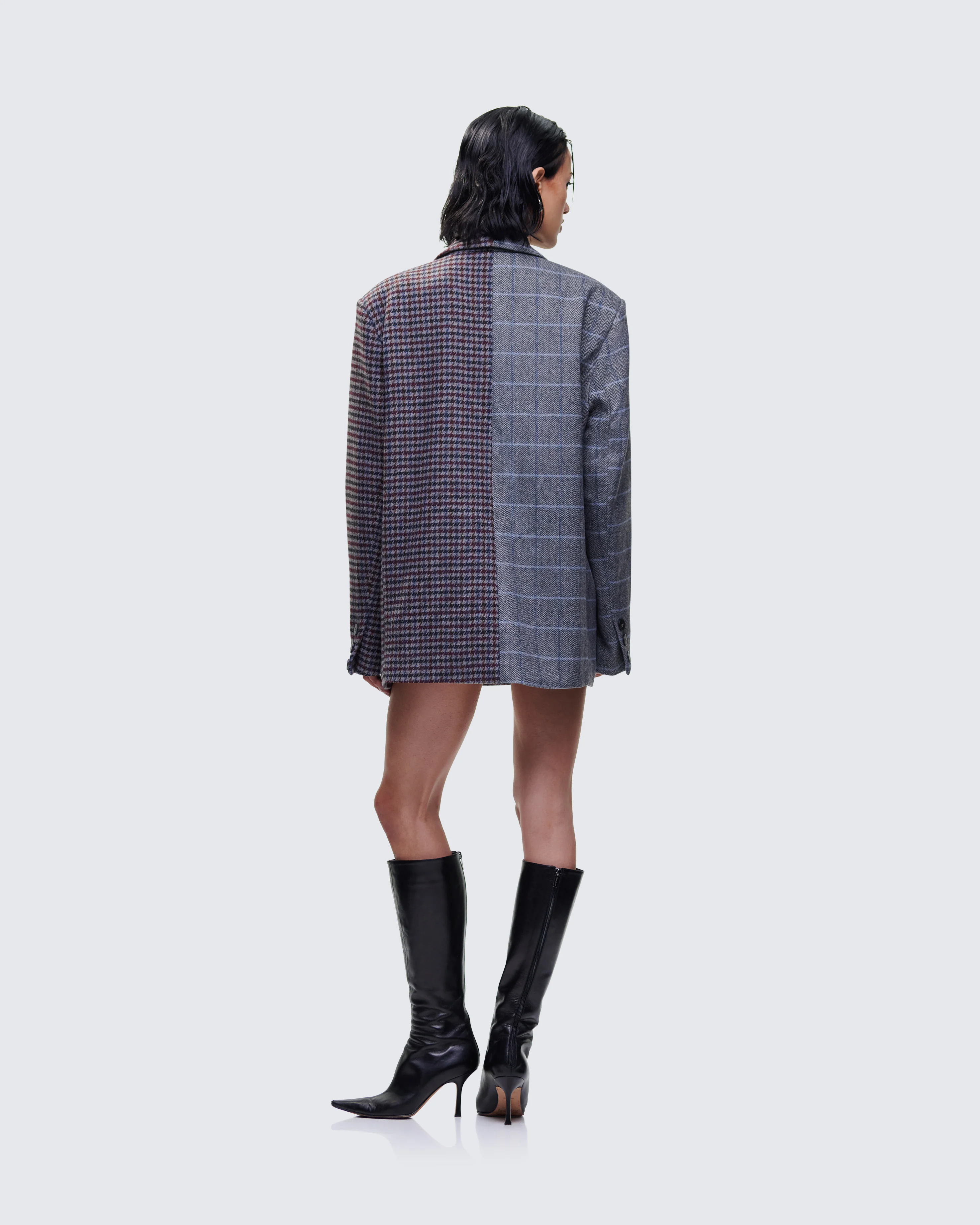 Dionne Grey Mixed Check Double Breasted Blazer - Image 5