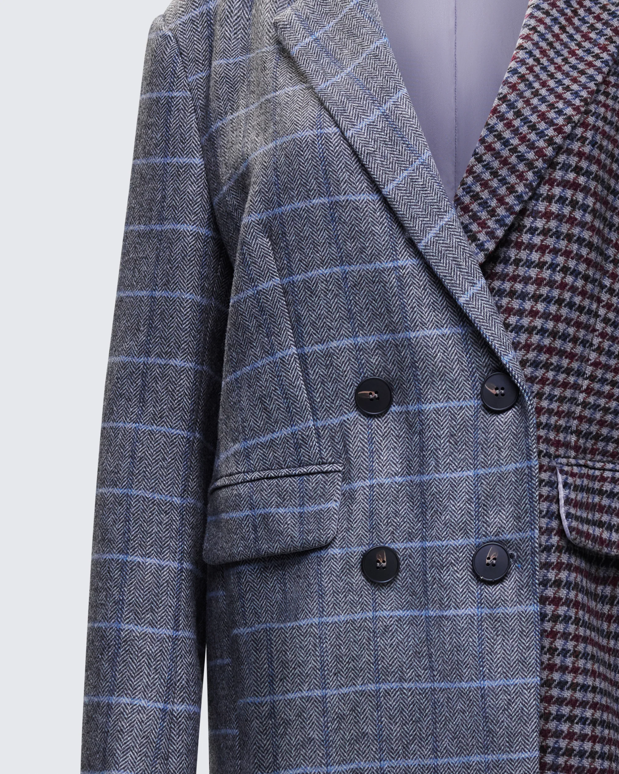 Dionne Grey Mixed Check Double Breasted Blazer - Image 6