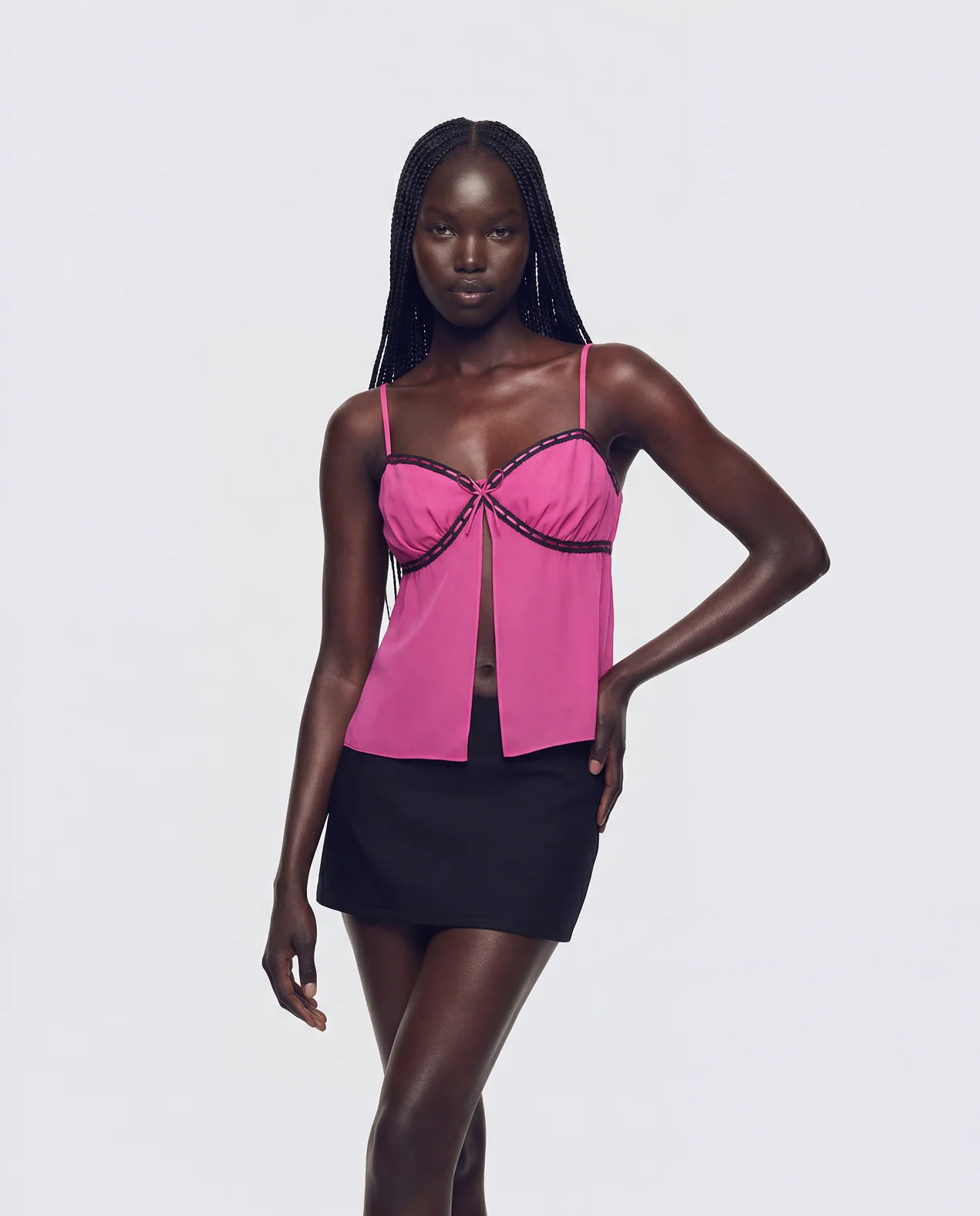 Dolli Pink Open Front Chiffon Cami Top - Image 3