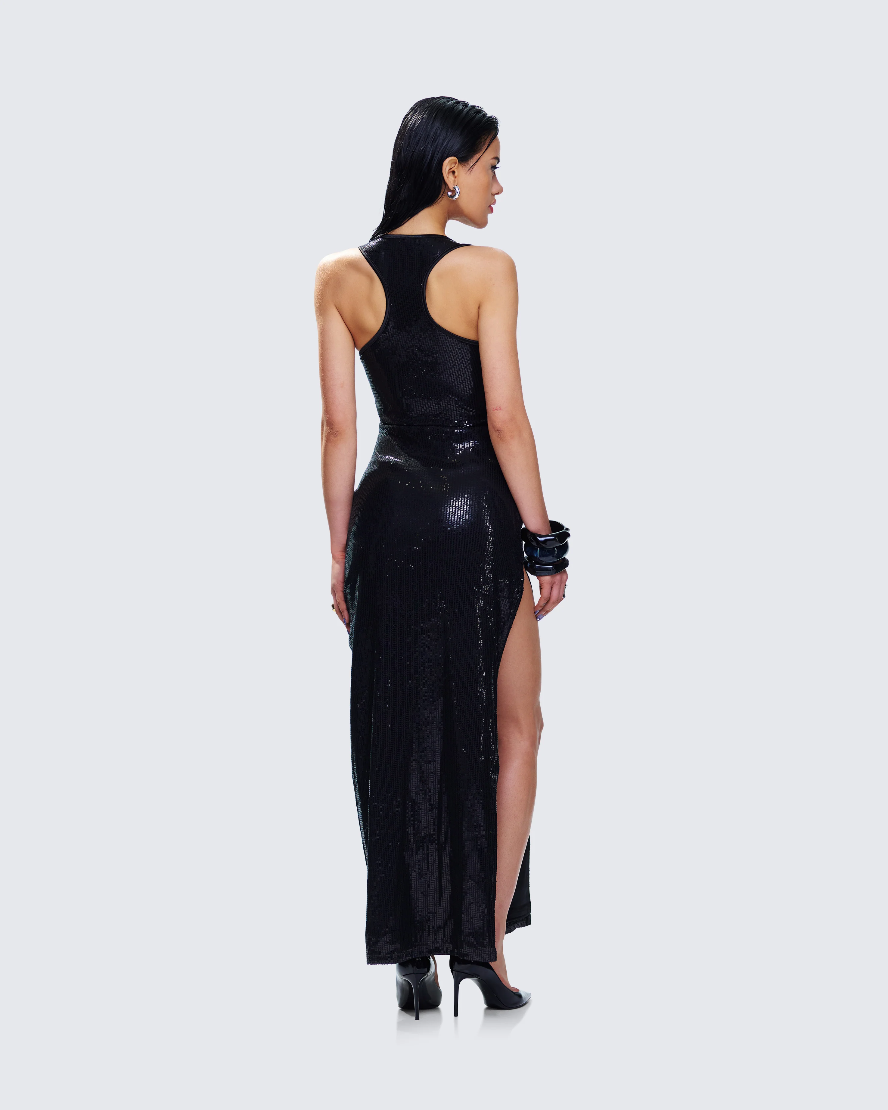 Donatella Black Sequin Maxi Dress - Image 7