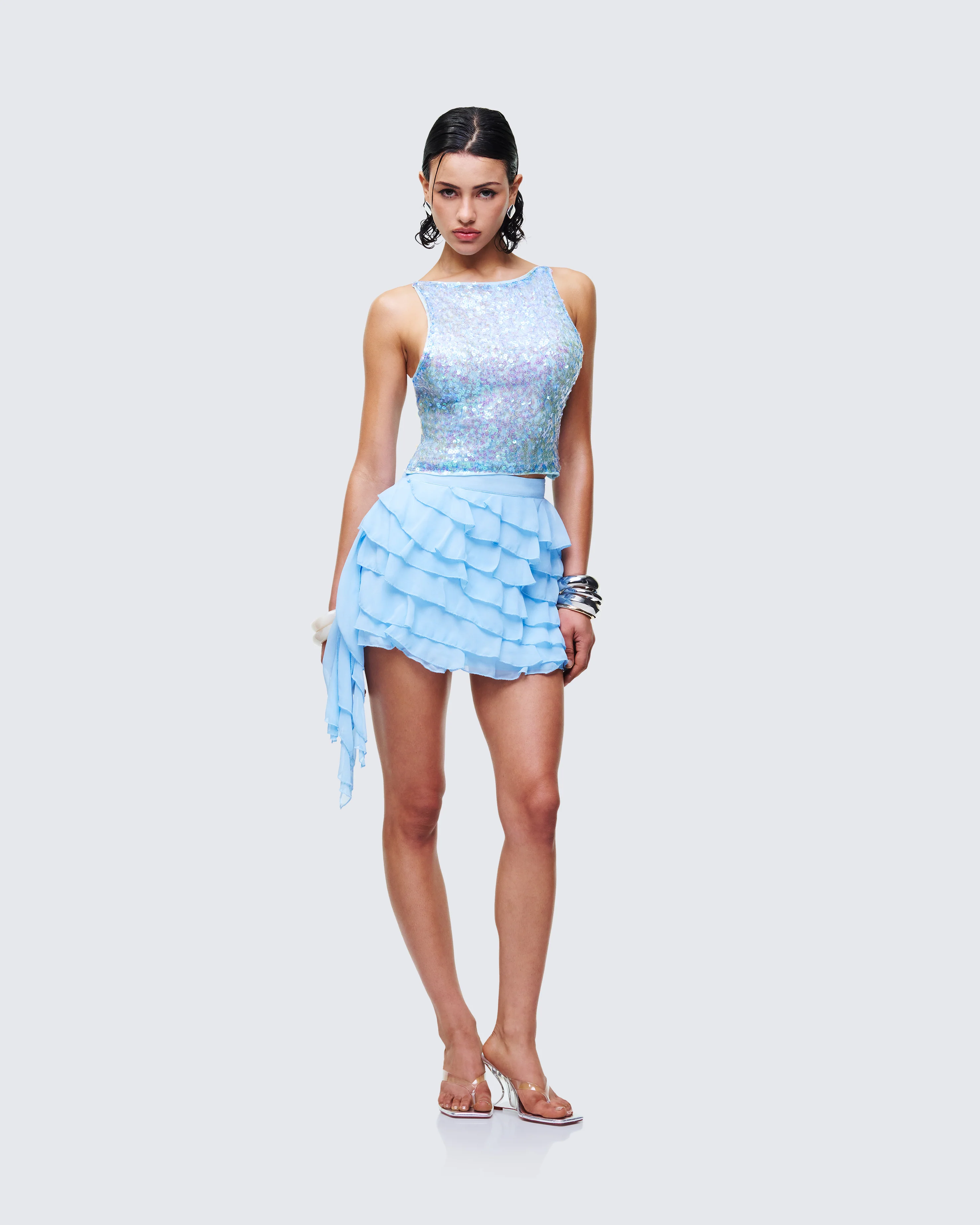 Dora Blue Petal Tier Mini Skirt - Image 5