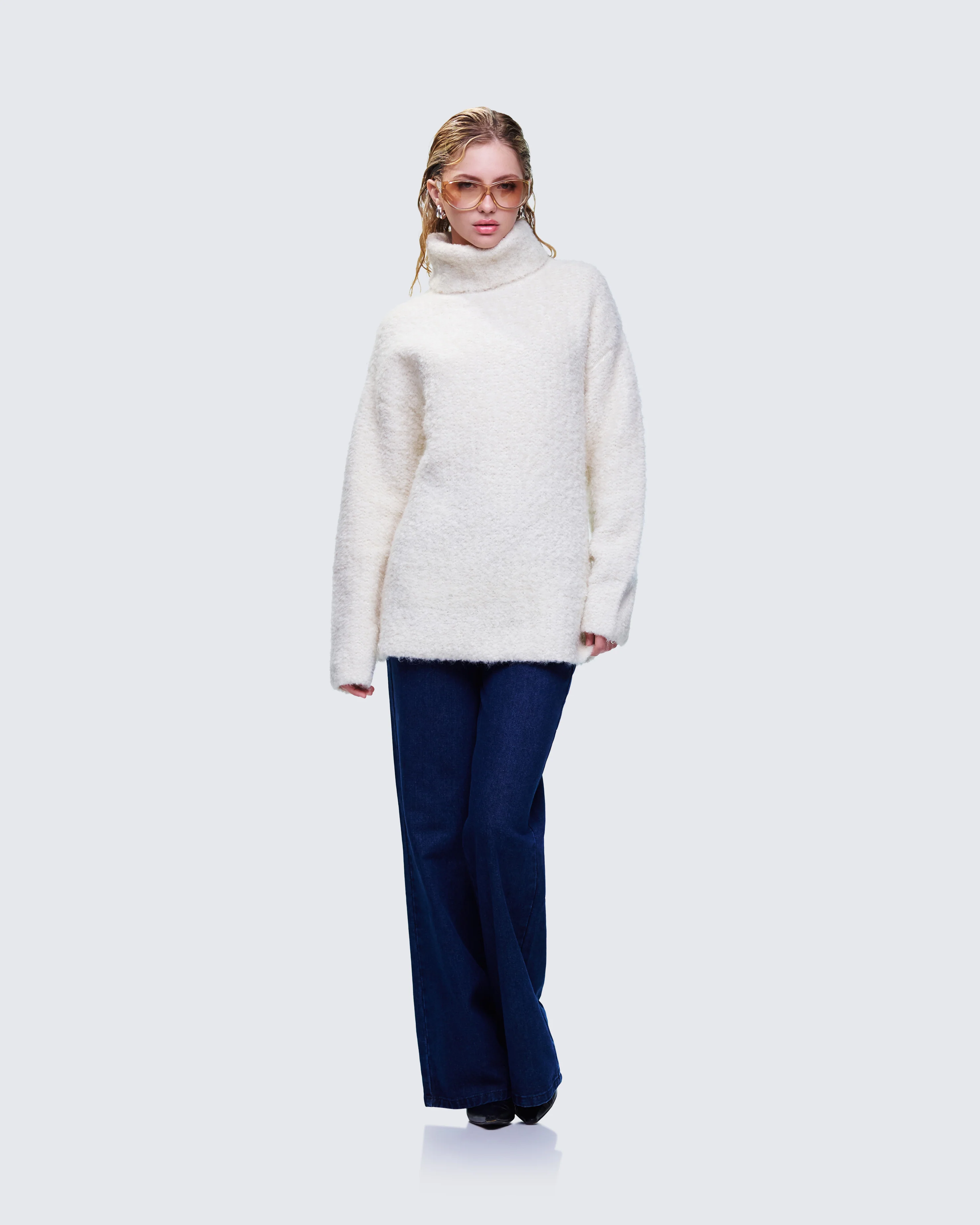 Dorinda Cream Oversized Turtleneck Sweater - Image 5