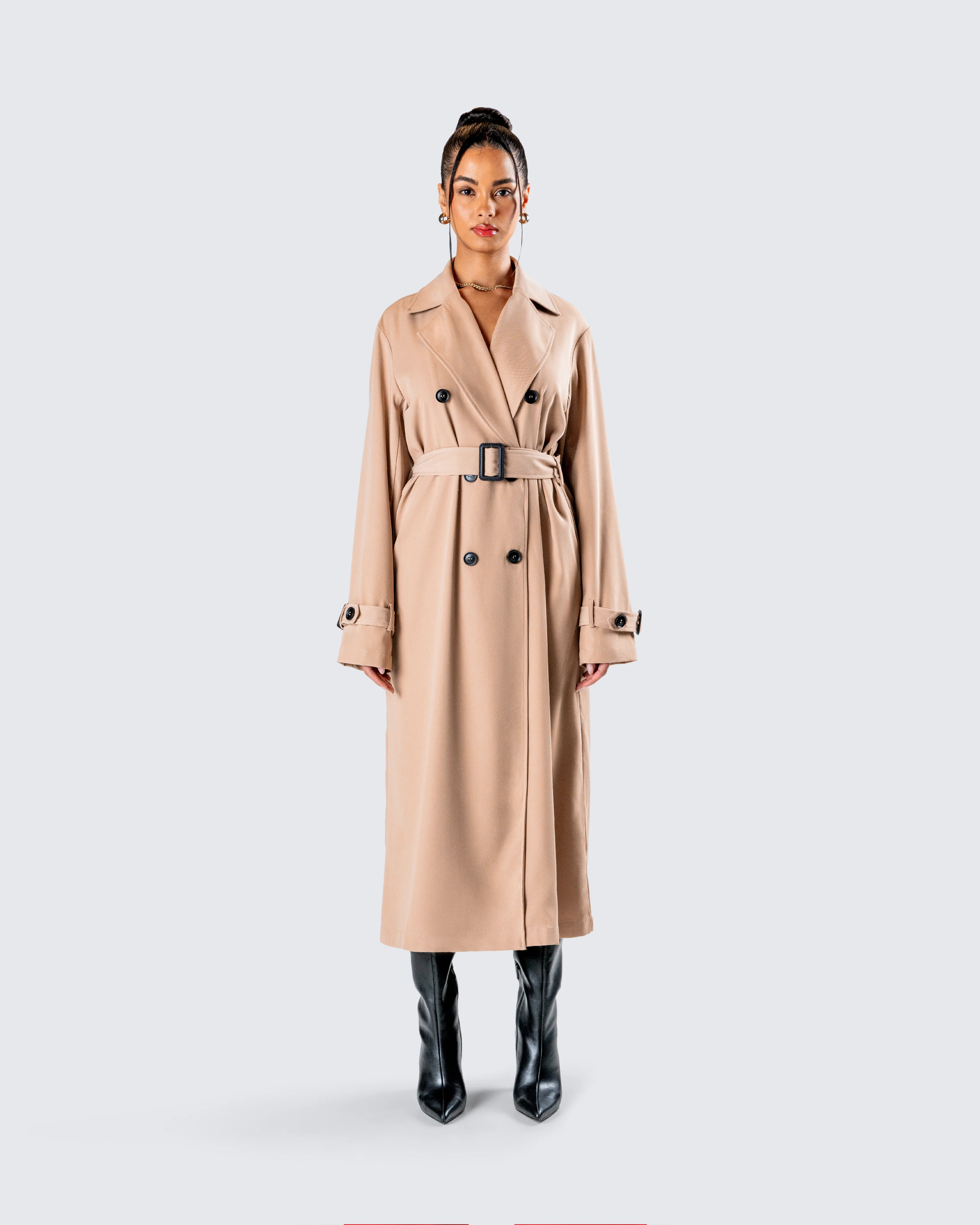 Doutzen Tan Twill Trench Coat - Image 4