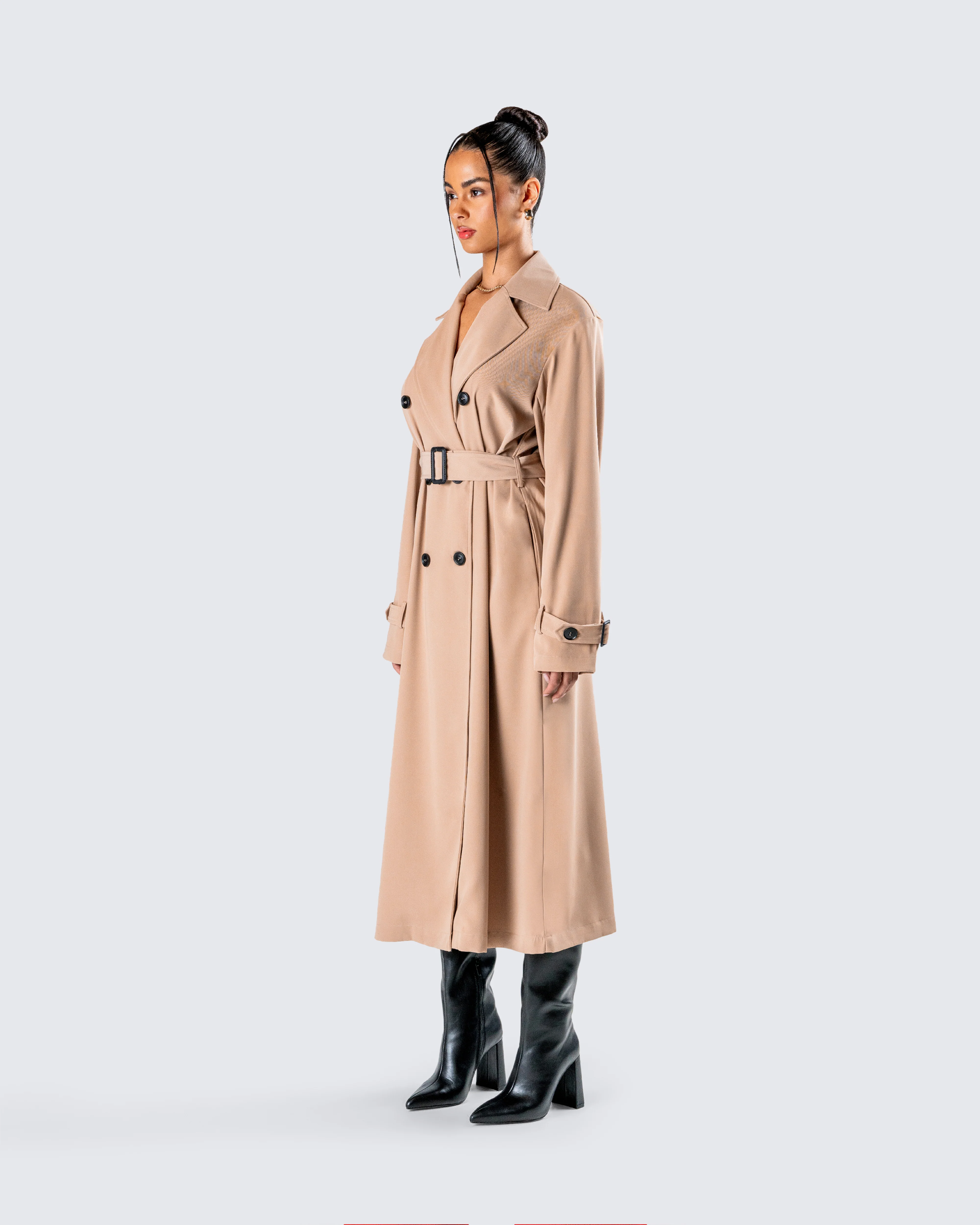 Doutzen Tan Twill Trench Coat - Image 5
