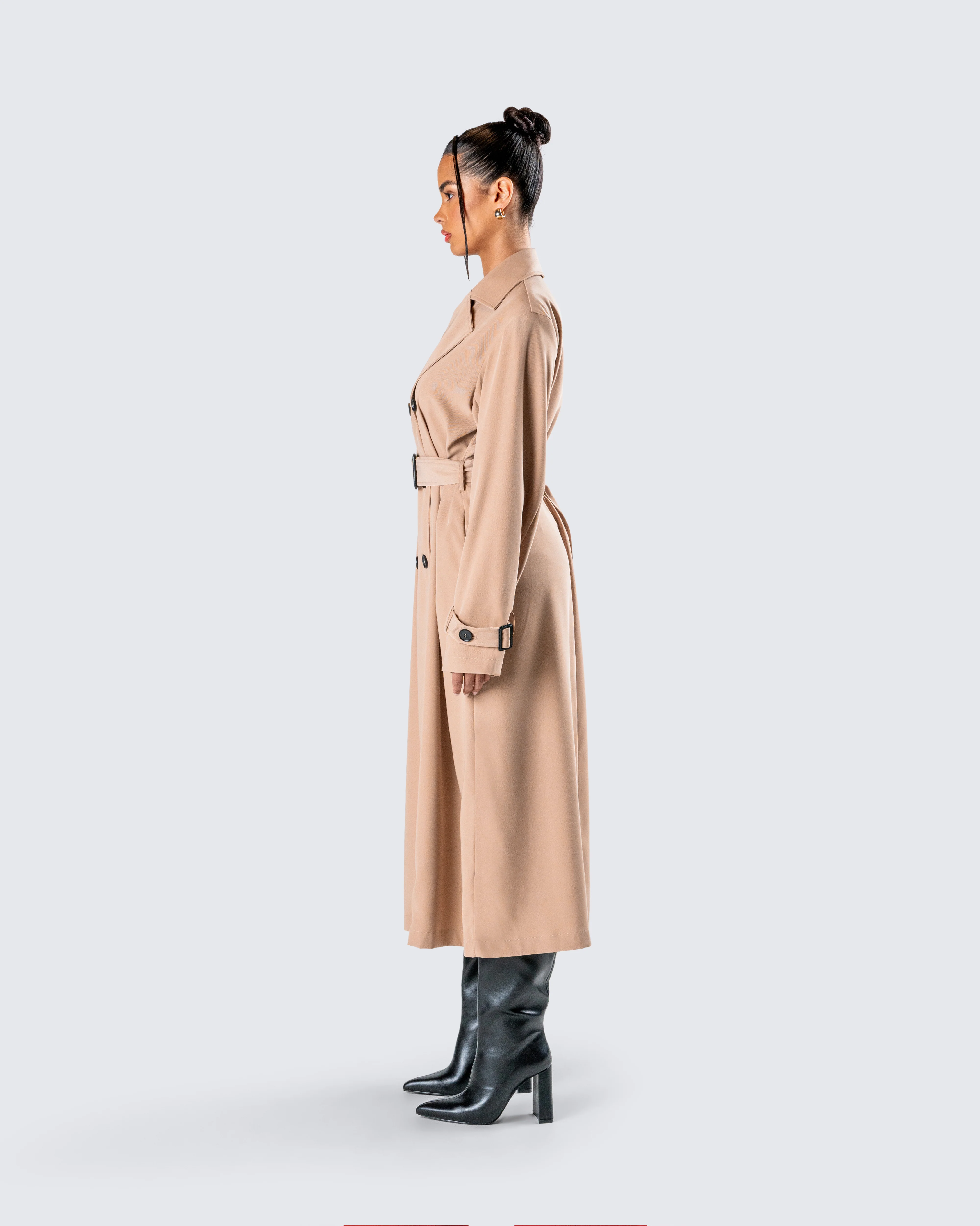 Doutzen Tan Twill Trench Coat - Image 6