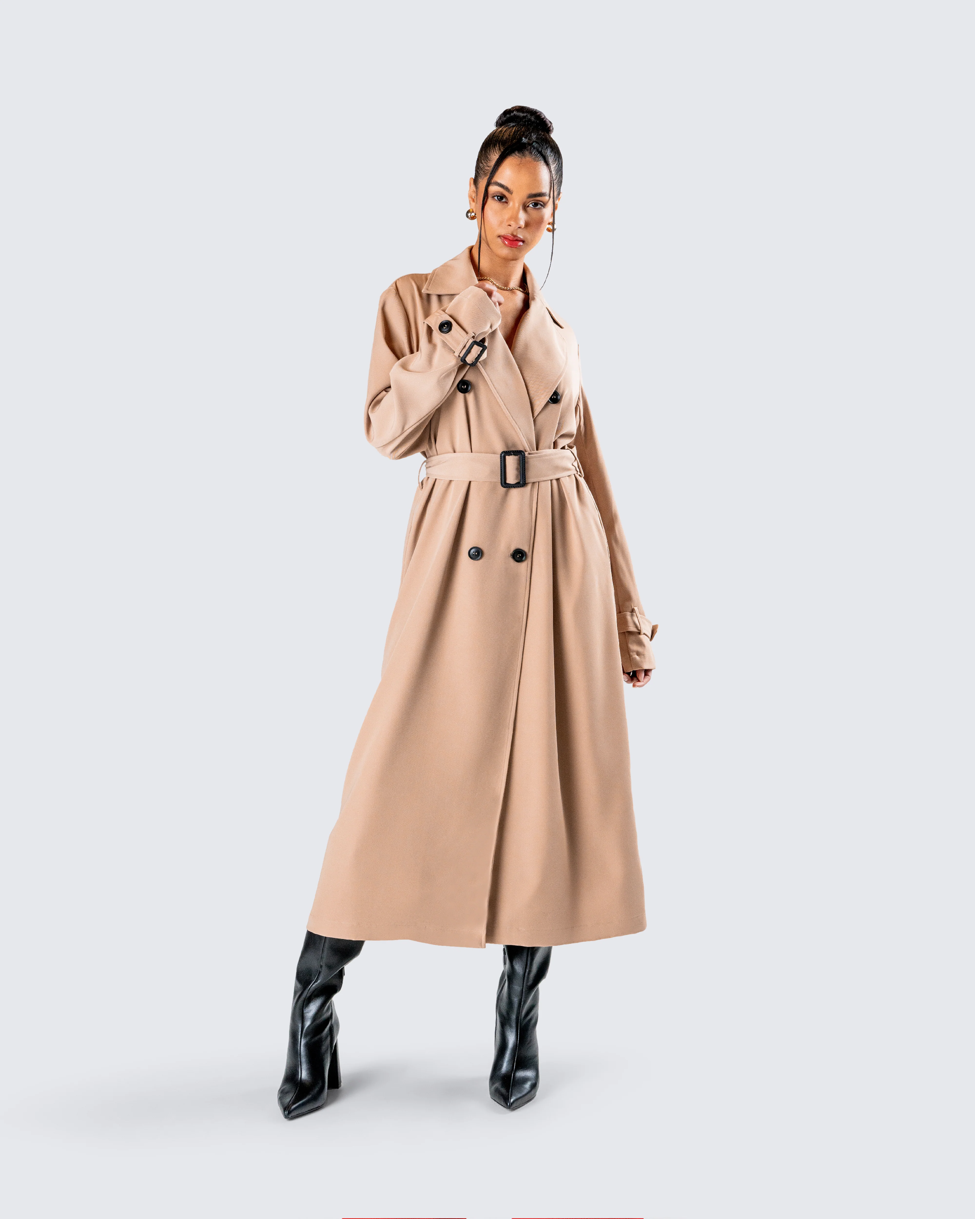 Doutzen Tan Twill Trench Coat - Image 8