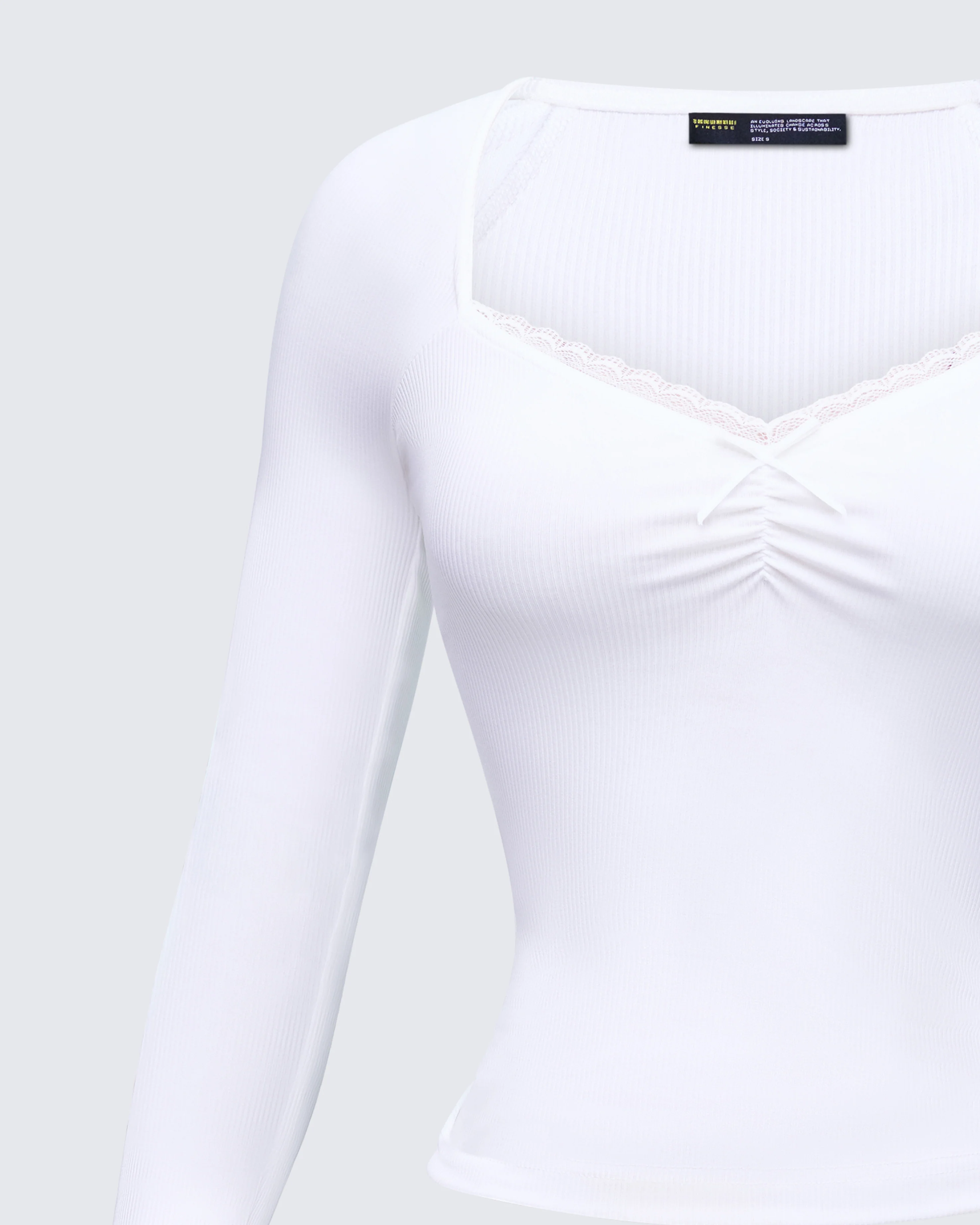 Draya White Rib Lace Top - Image 6