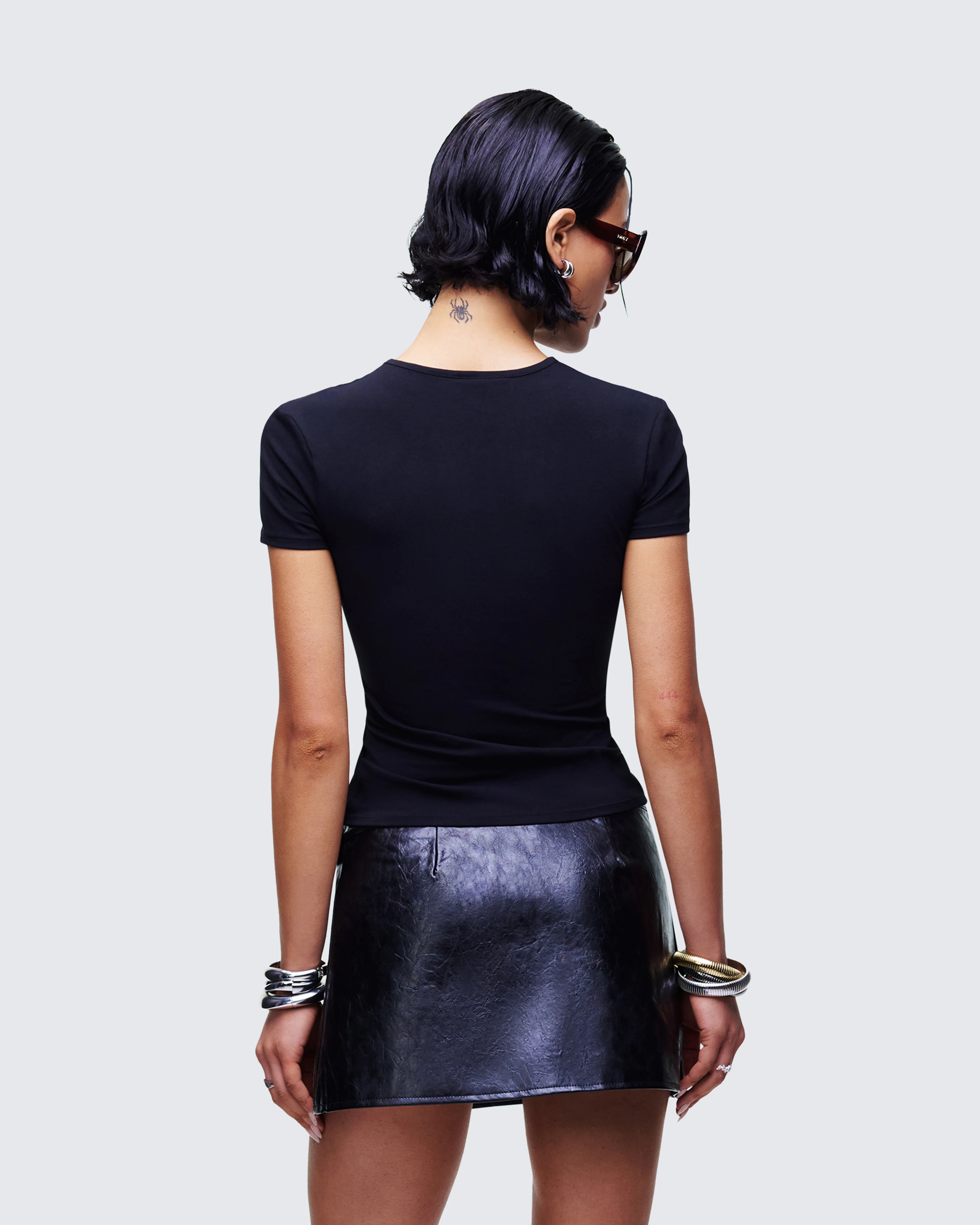 Drea Black Slogan Classic Tee - Image 4