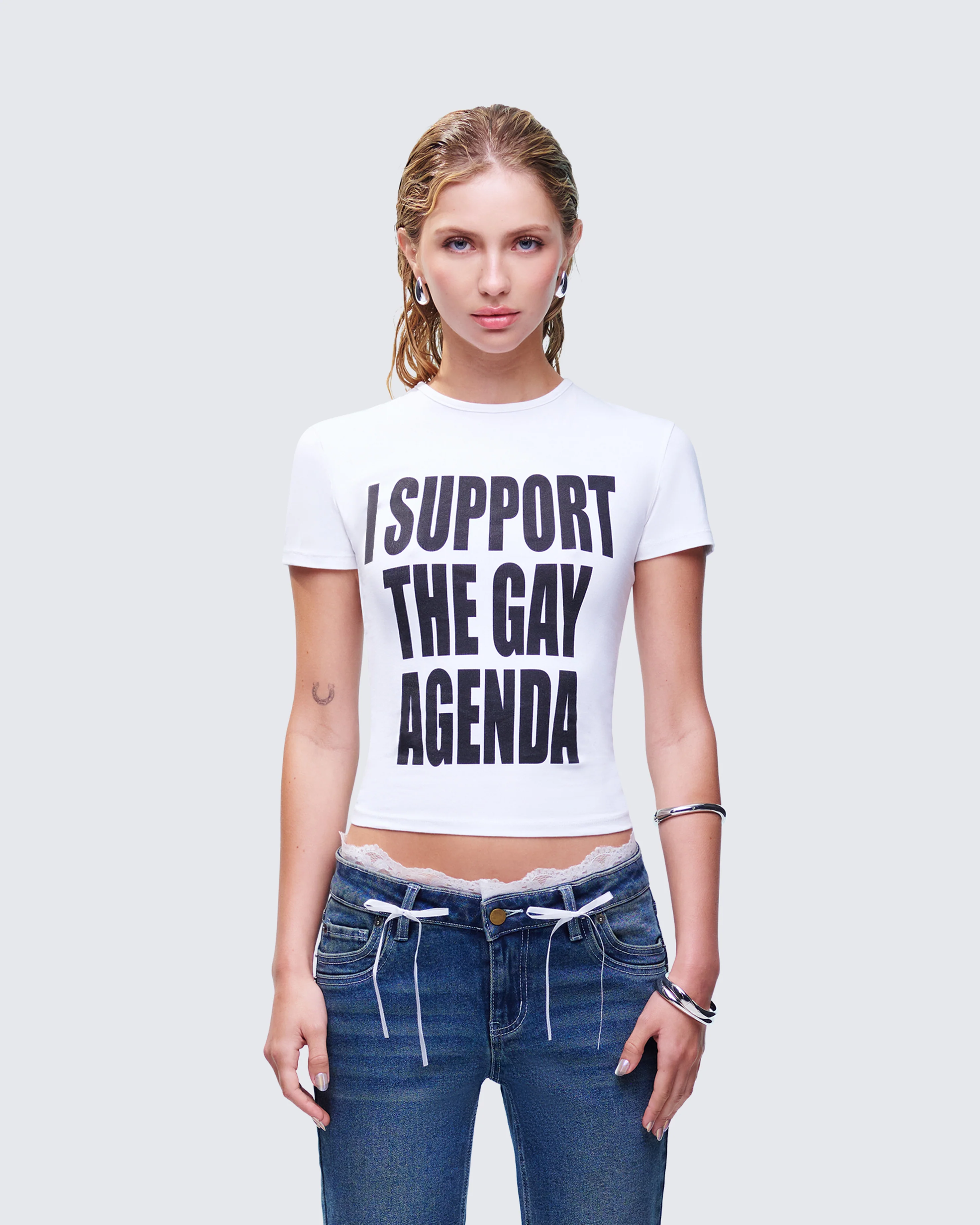Drea White Slogan Classic Tee - Image 2