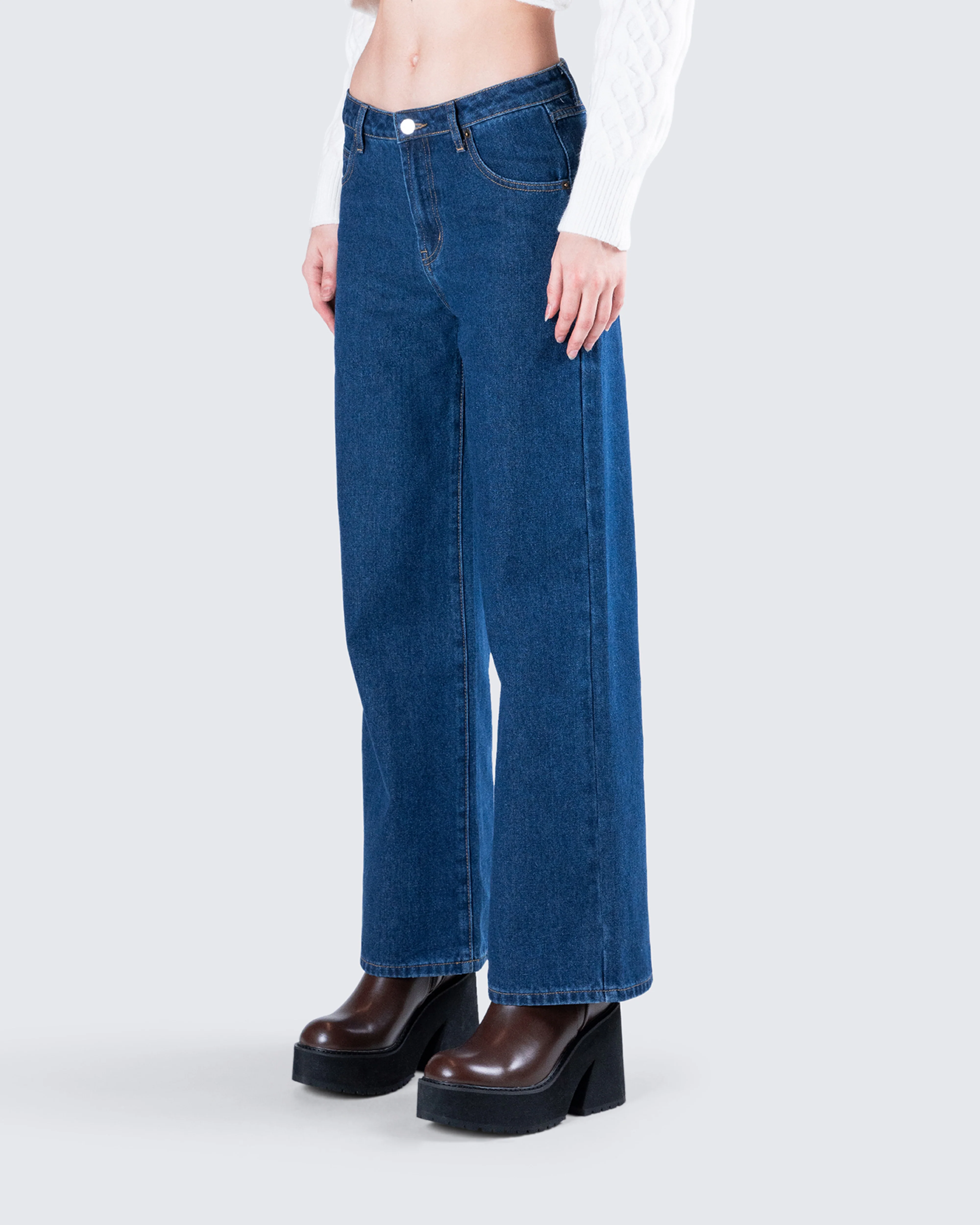 Dulcie Blue Denim Wide Leg Jean - Image 3