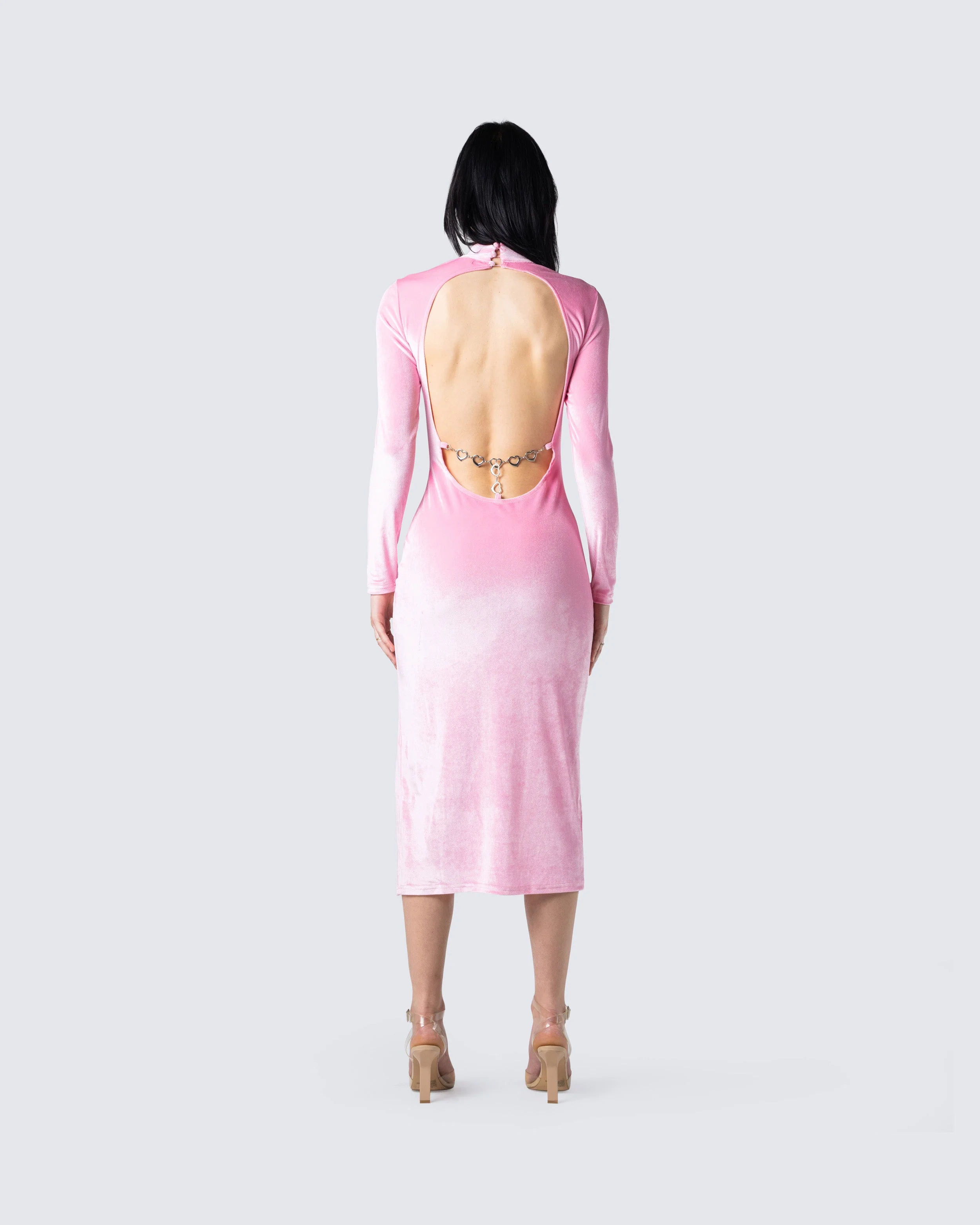 Eira Pink Backless Midi Dress - Image 6