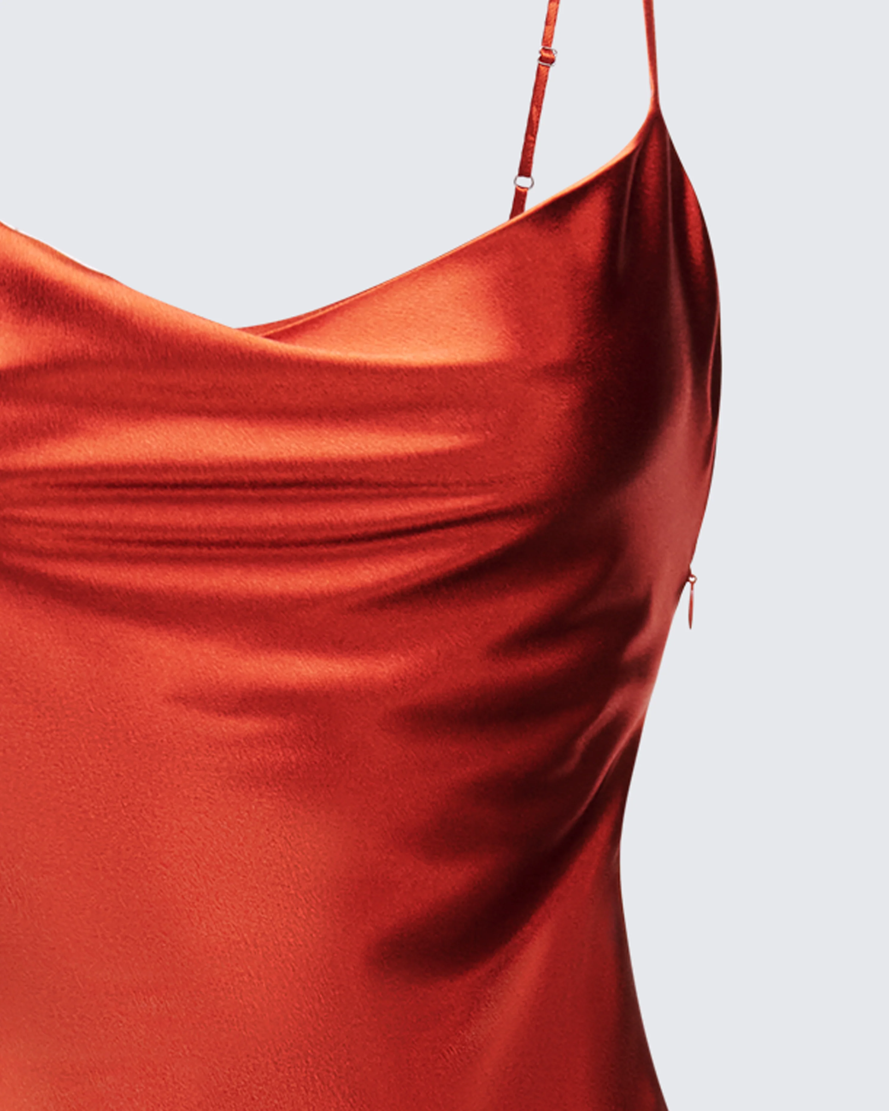 El Orange Satin Midi Dress - Image 6