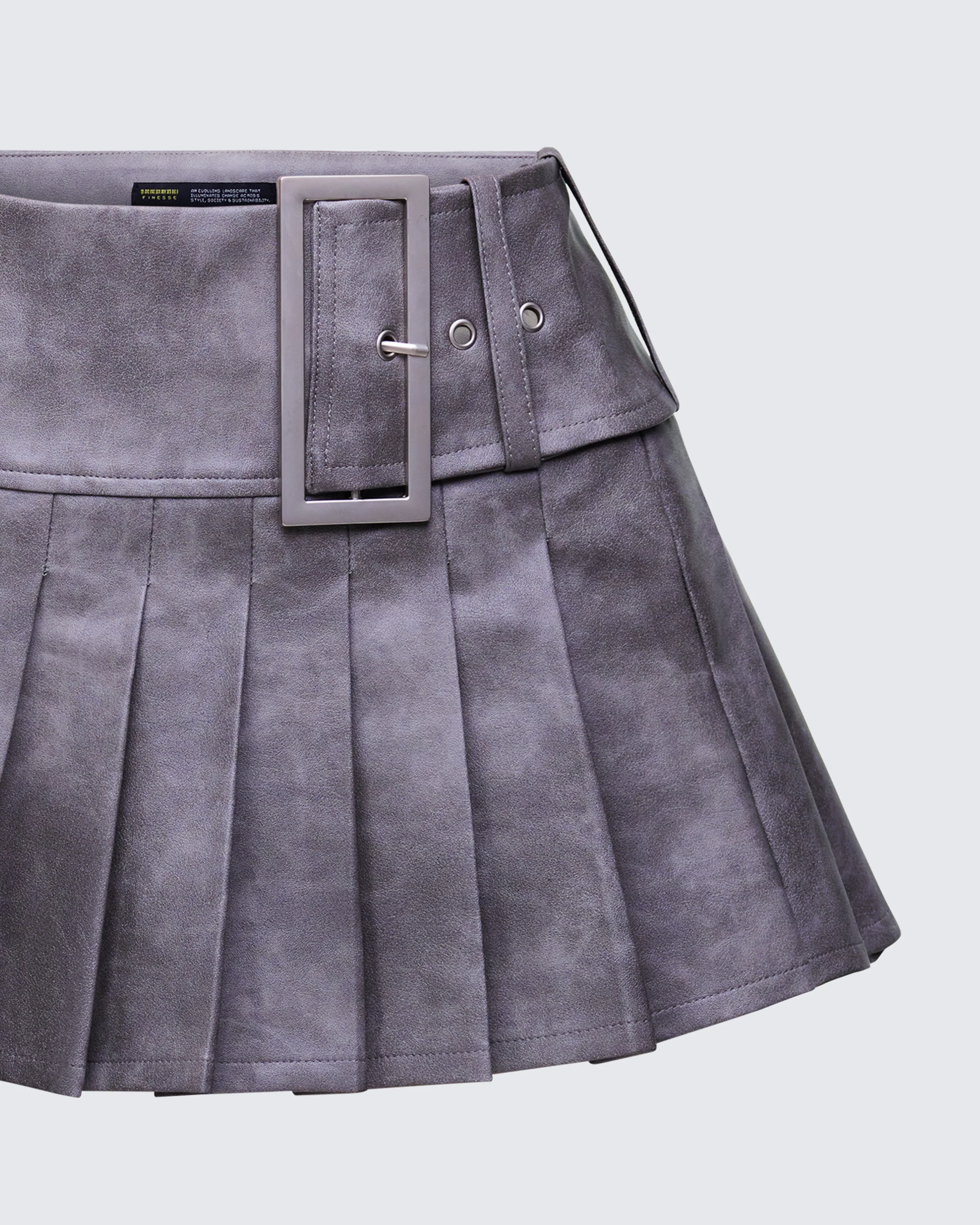 Elettra Grey Vegan Leather Mini Skirt - Image 6
