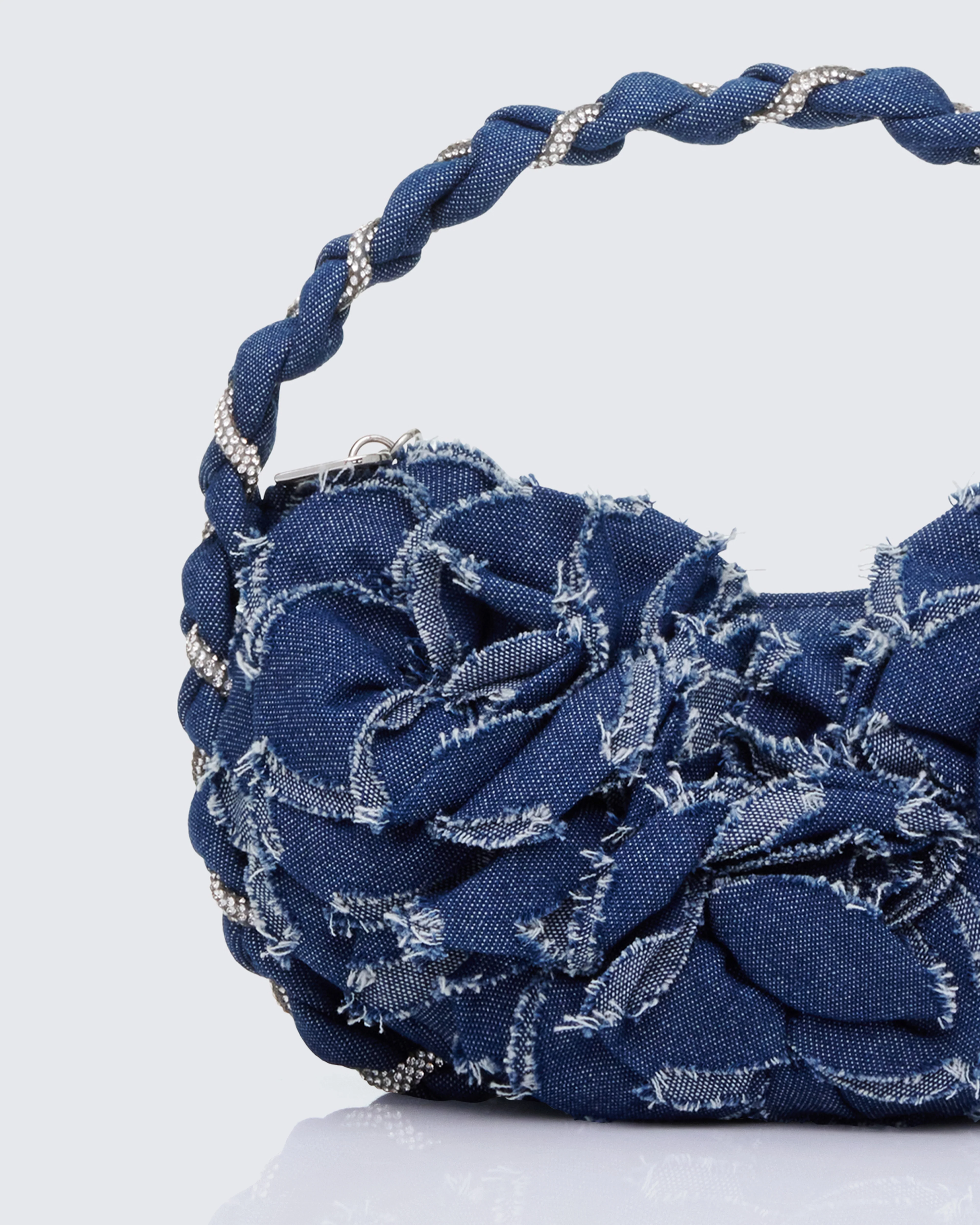 Ellen Blue Denim Grab Bag With Diamante - Image 3