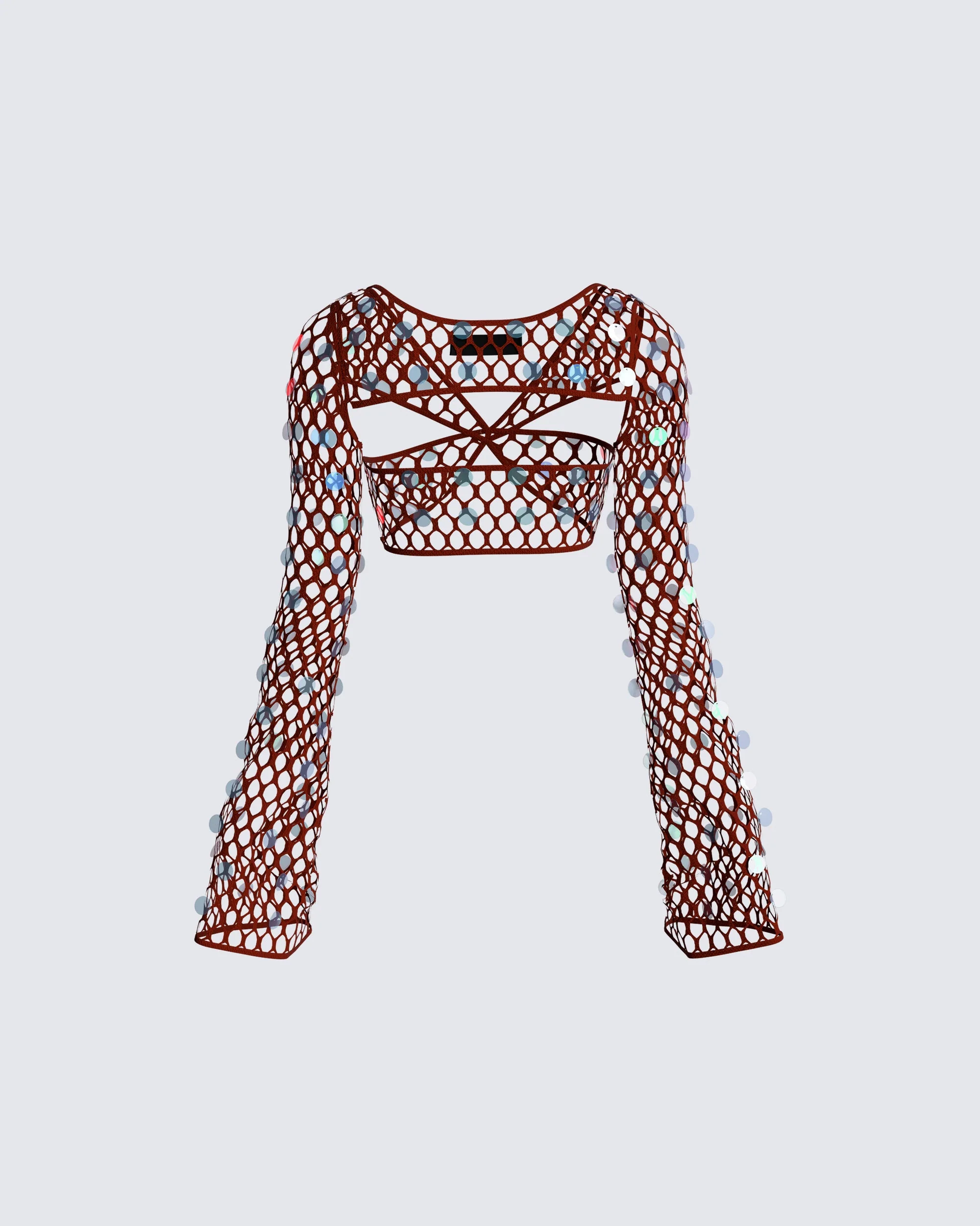 Ellery Maroon Crochet Top - Image 3