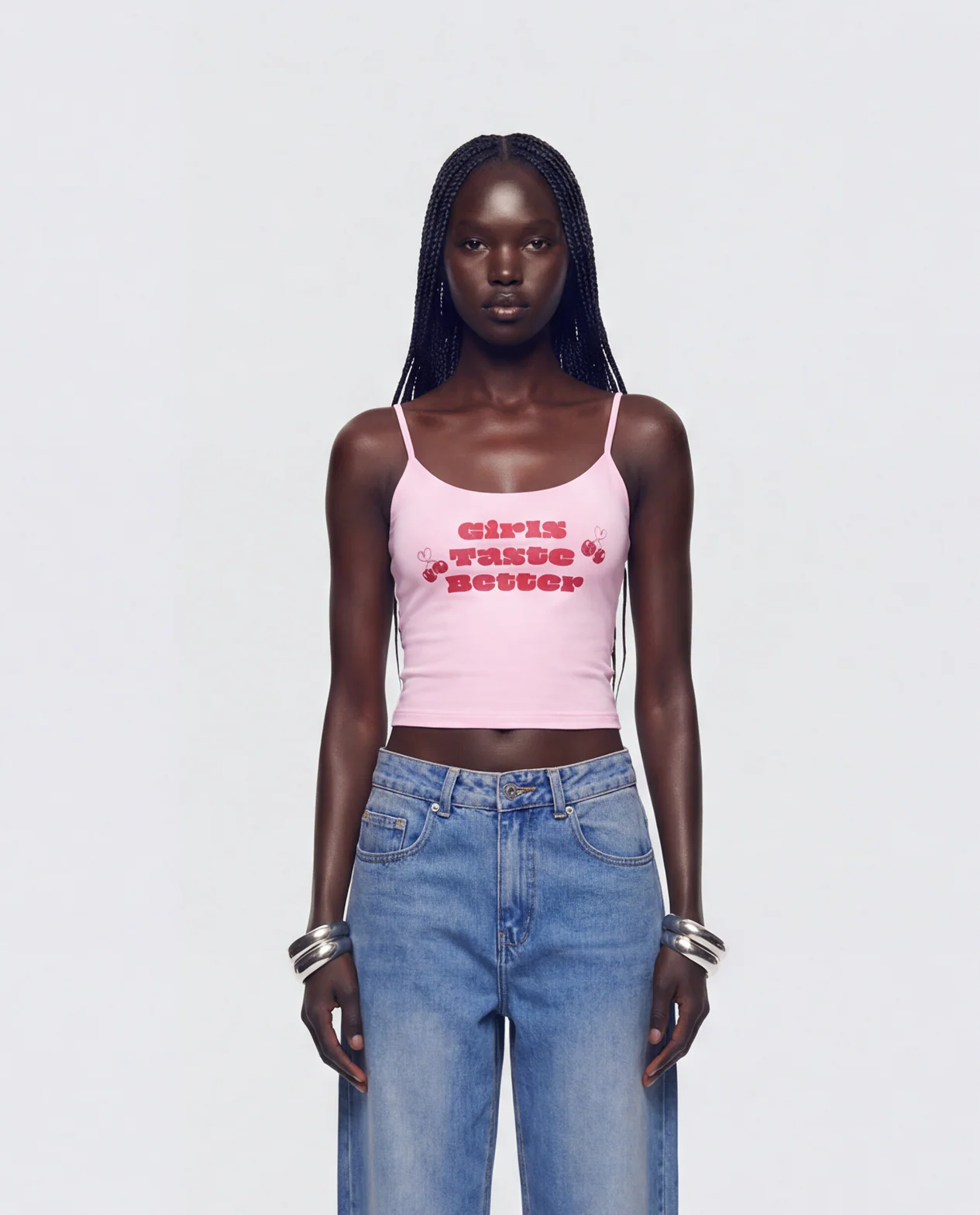 Elli Pink Printed Slogan Cami Top - Image 2