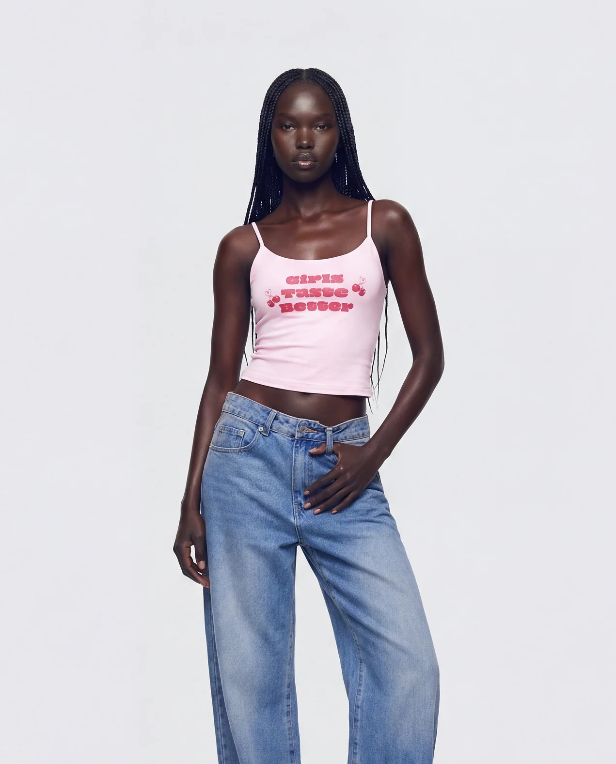 Elli Pink Printed Slogan Cami Top - Image 3