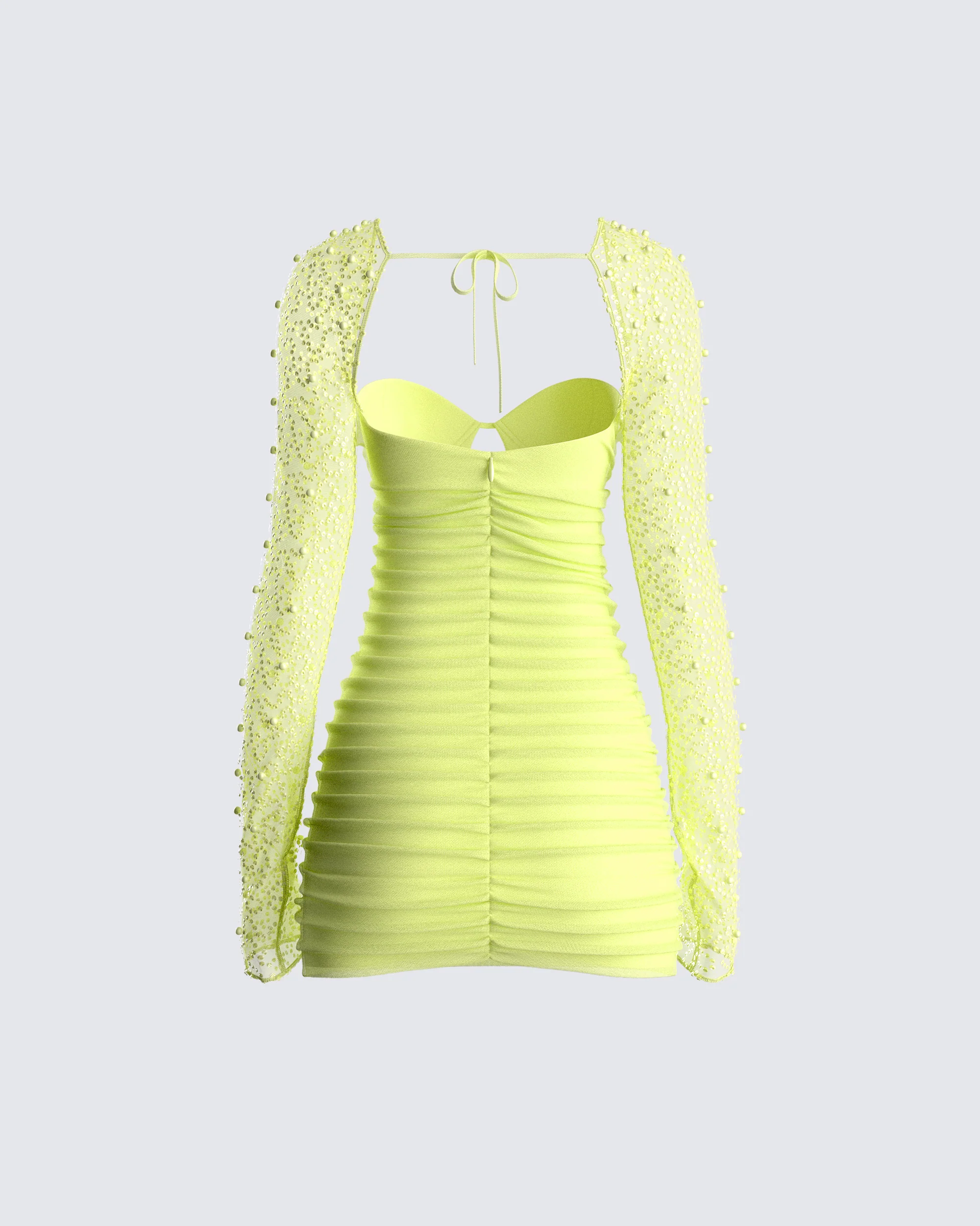 Eloise Lime Green Mesh Mini Dress - Image 3