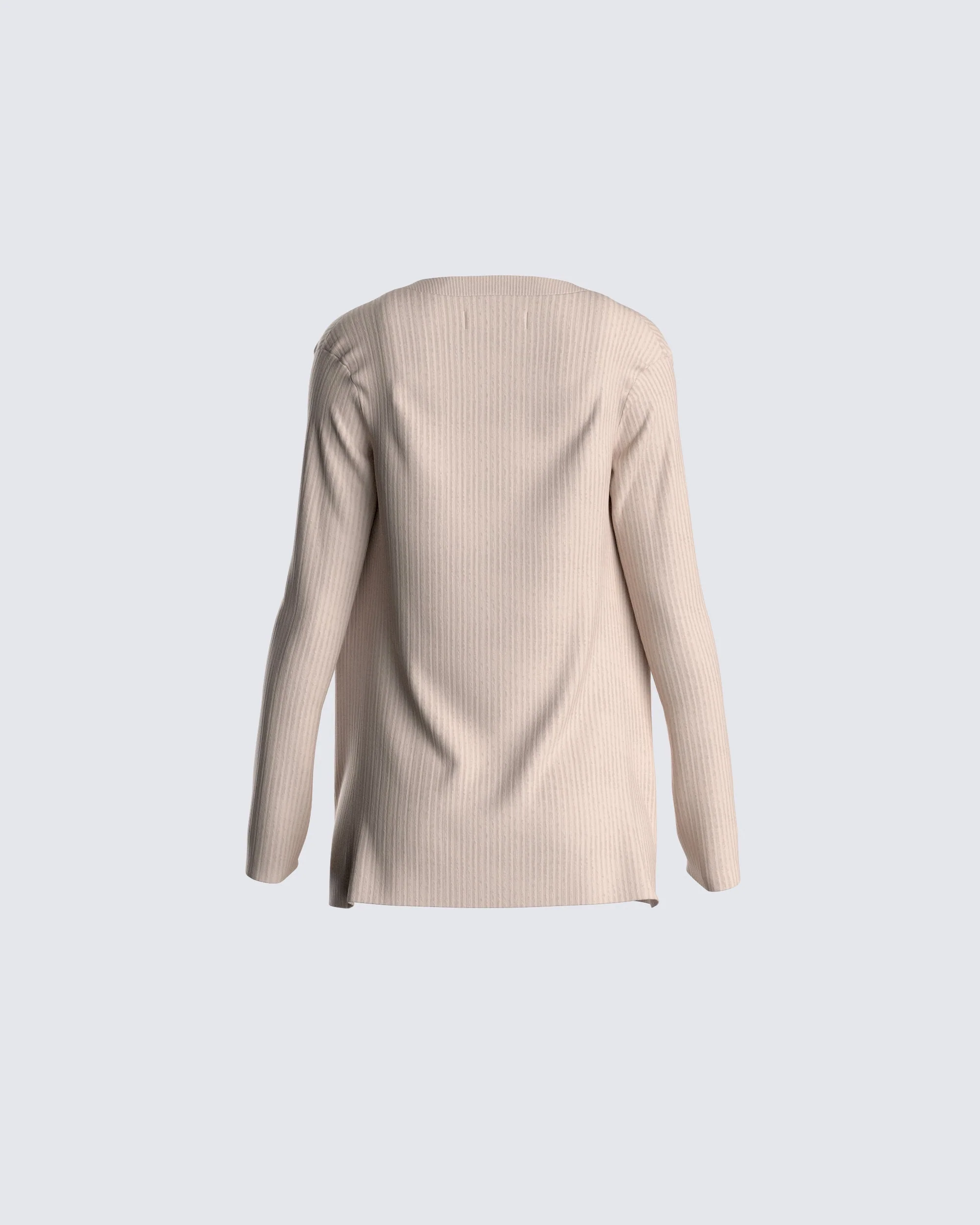 Elsie Taupe Ribbed Cardigan - Image 3
