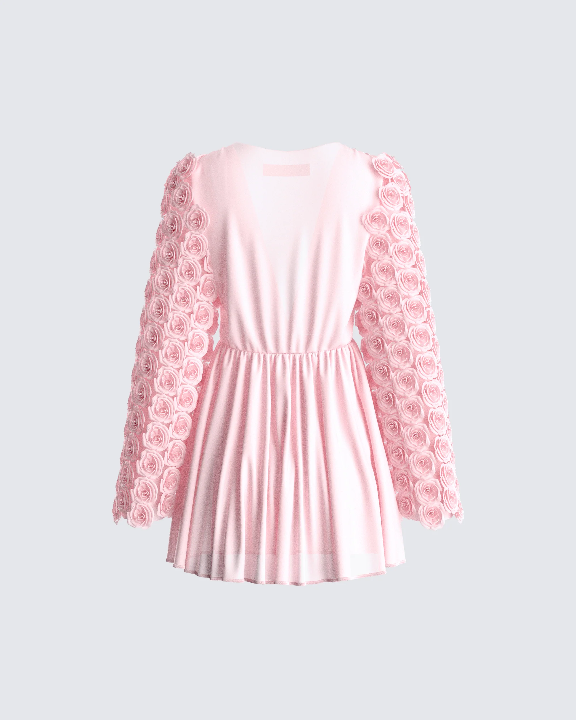 Elvia Pink Pleated Flower Dress - Image 3